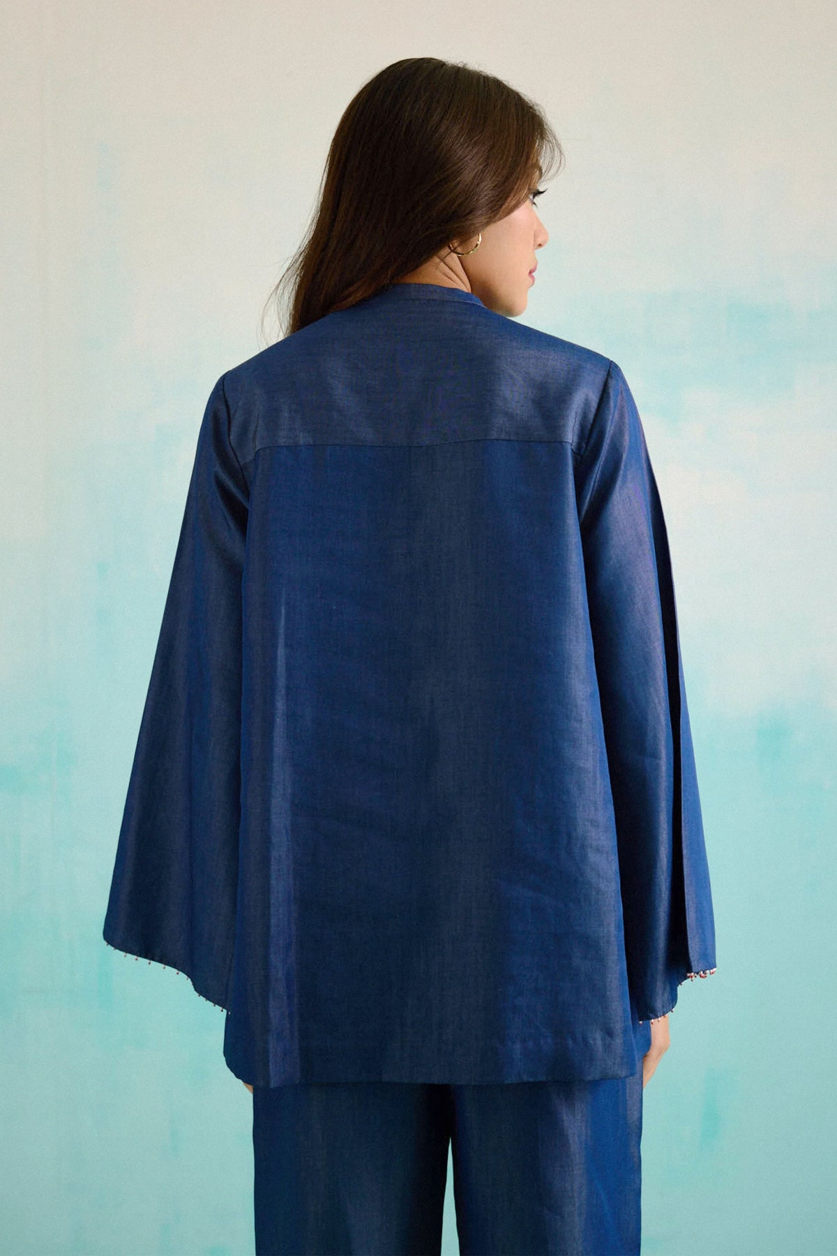 Denim Lily Cape Embroidered Shirt