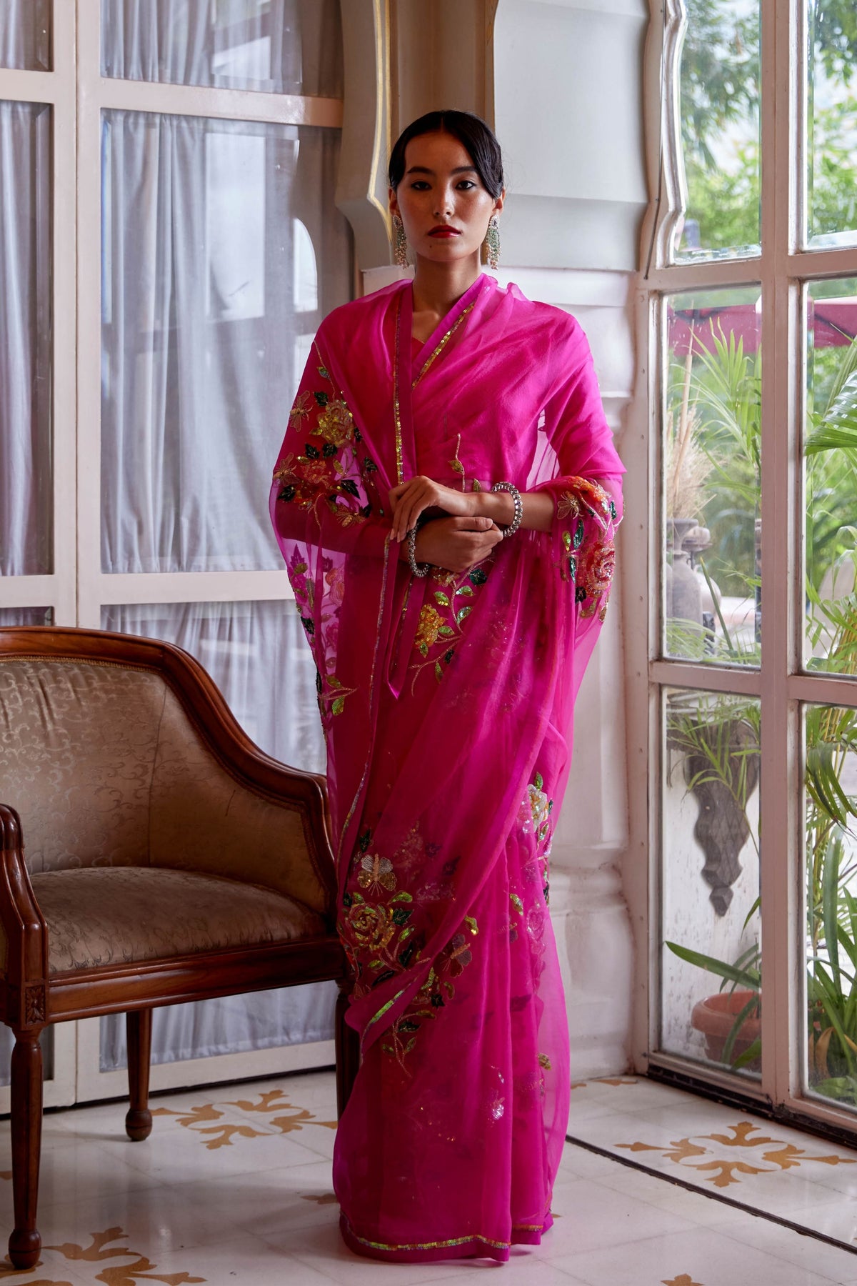 Raziya Hot Pink Saree