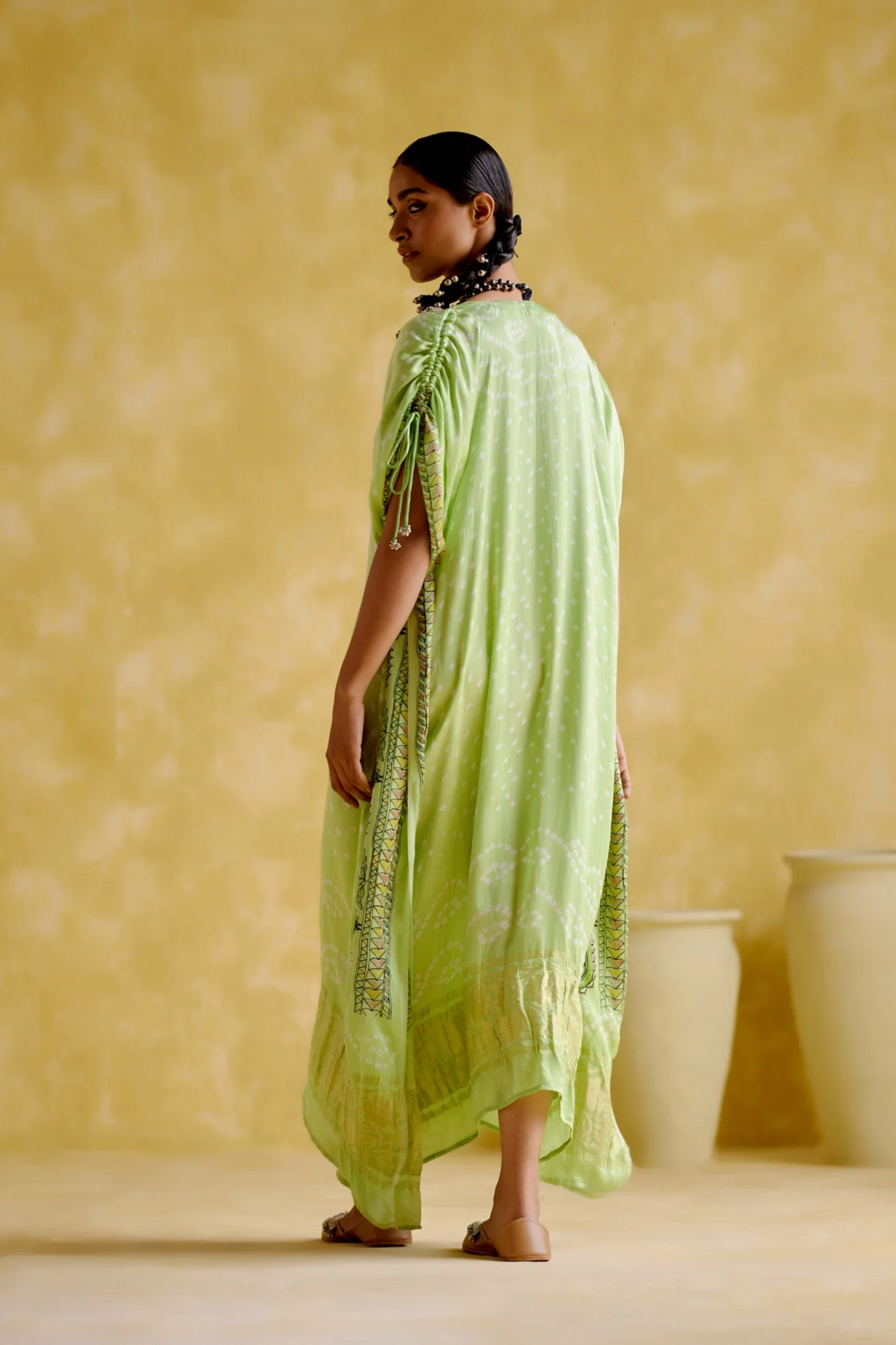 Anuradha Kalamkari Neon Kaftan