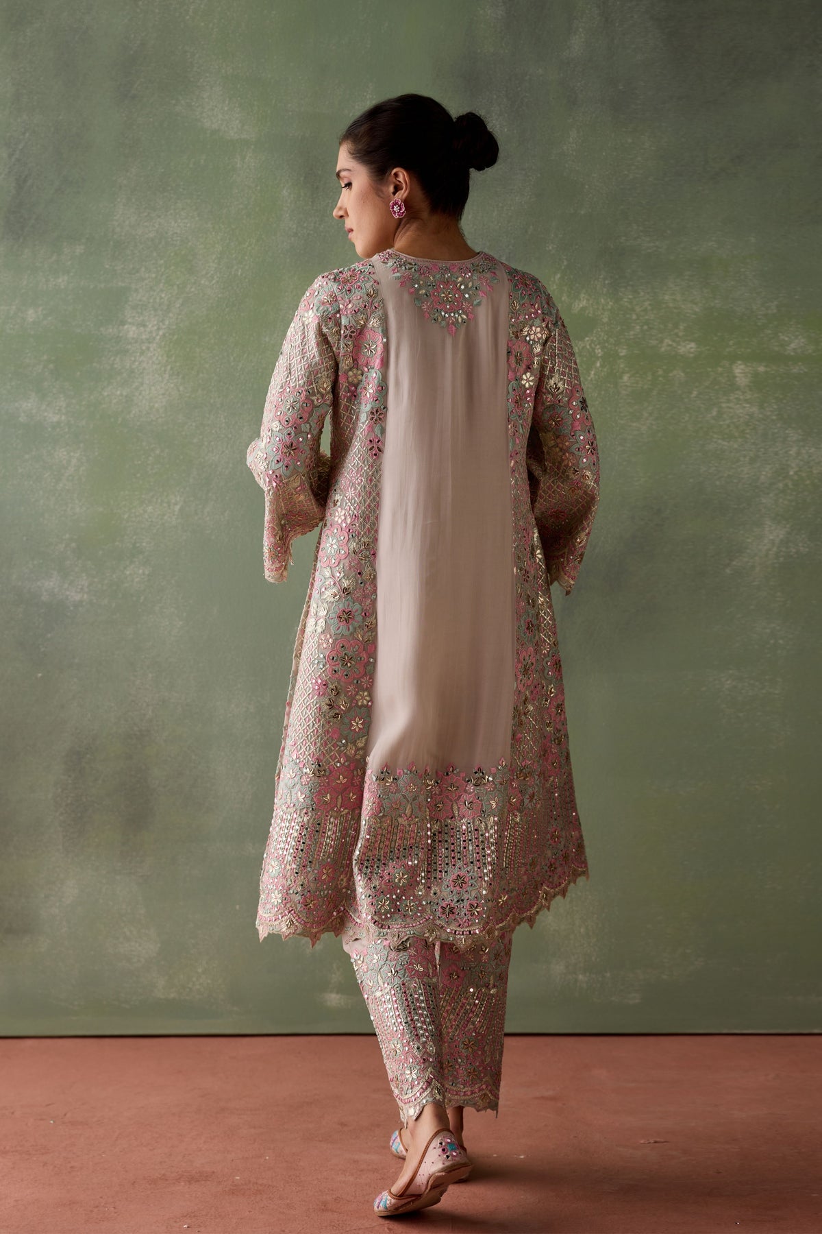 Grey Floral Kurta Set