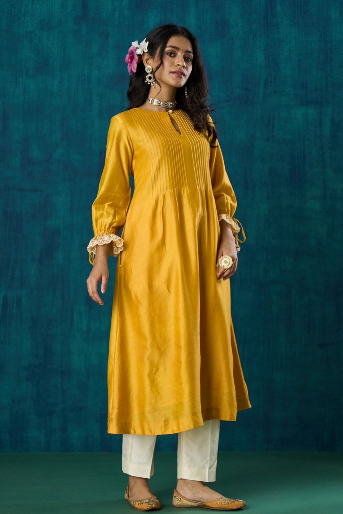 Mango Yellow Flowy Kurta Sets