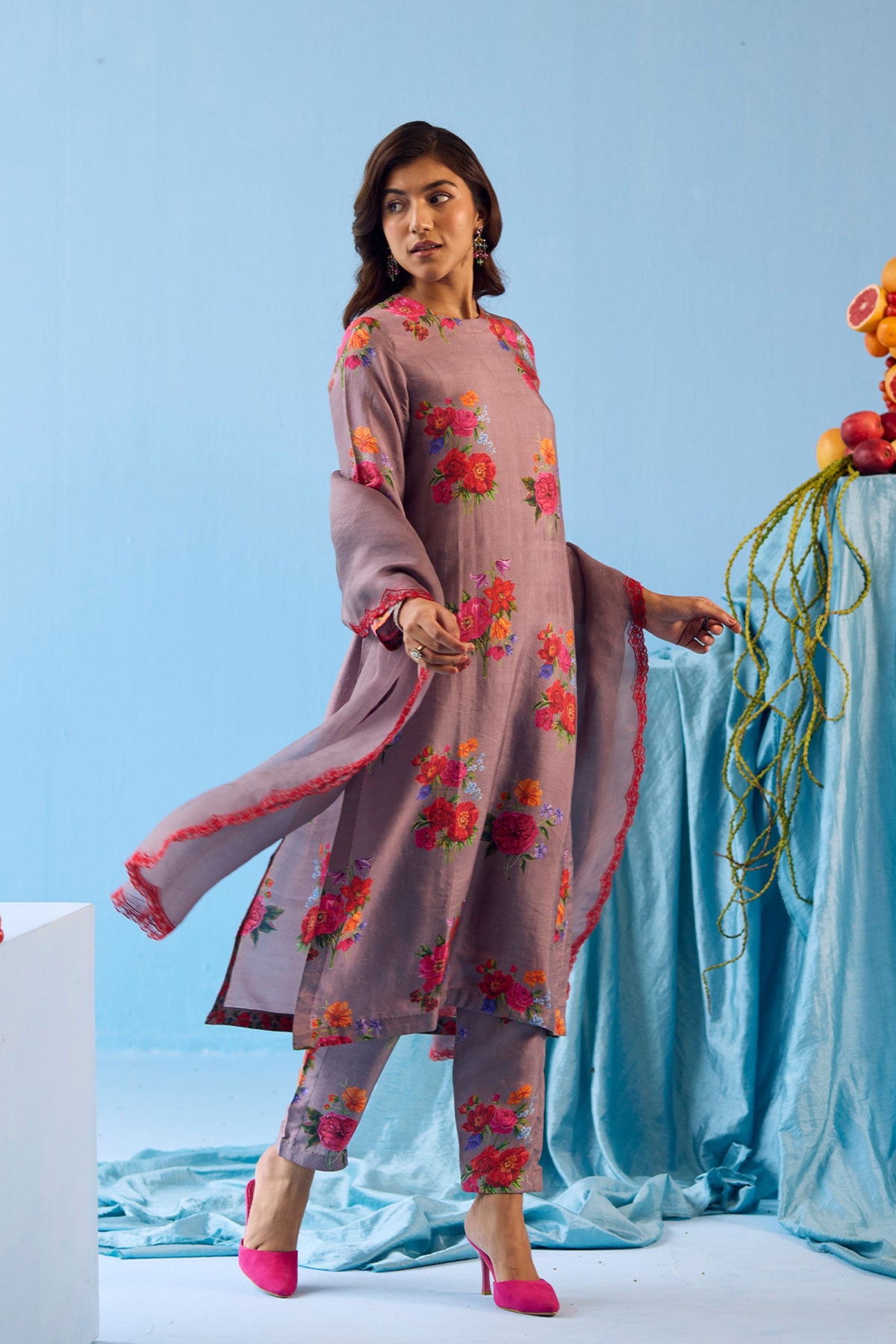 Enchanted Bloom Slate Kurta Set