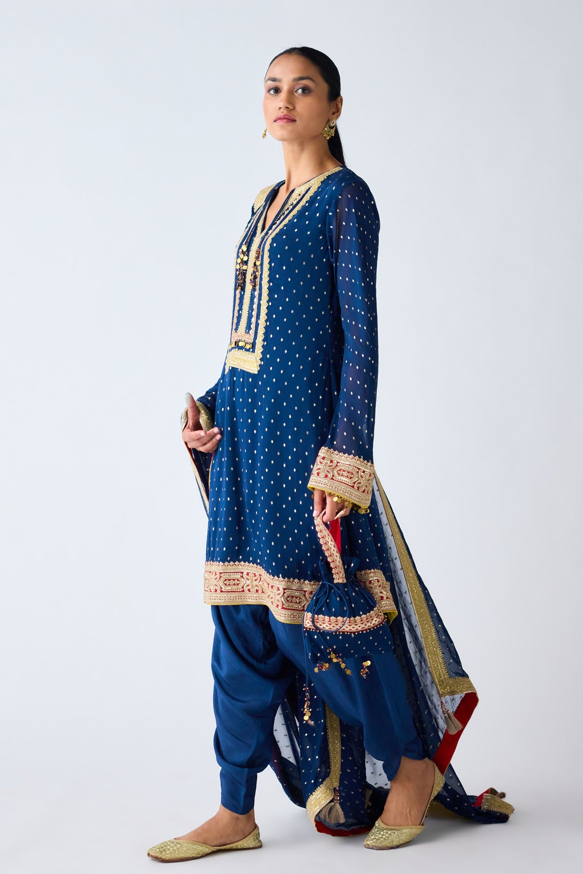 Blue Zari Work Kurta Set