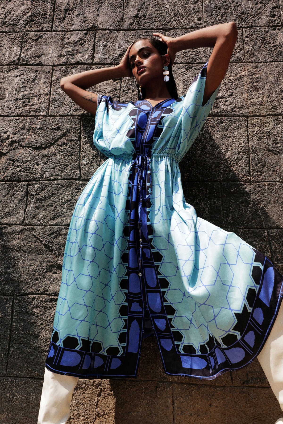 The Matted Kaftan Dress in Blue Mat