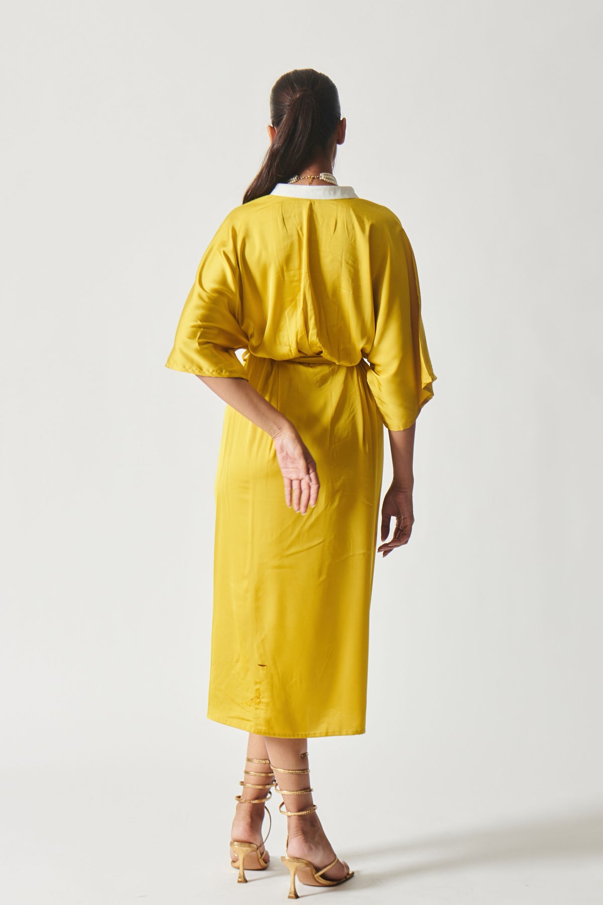 Dazzling Yellow Satin Maxi