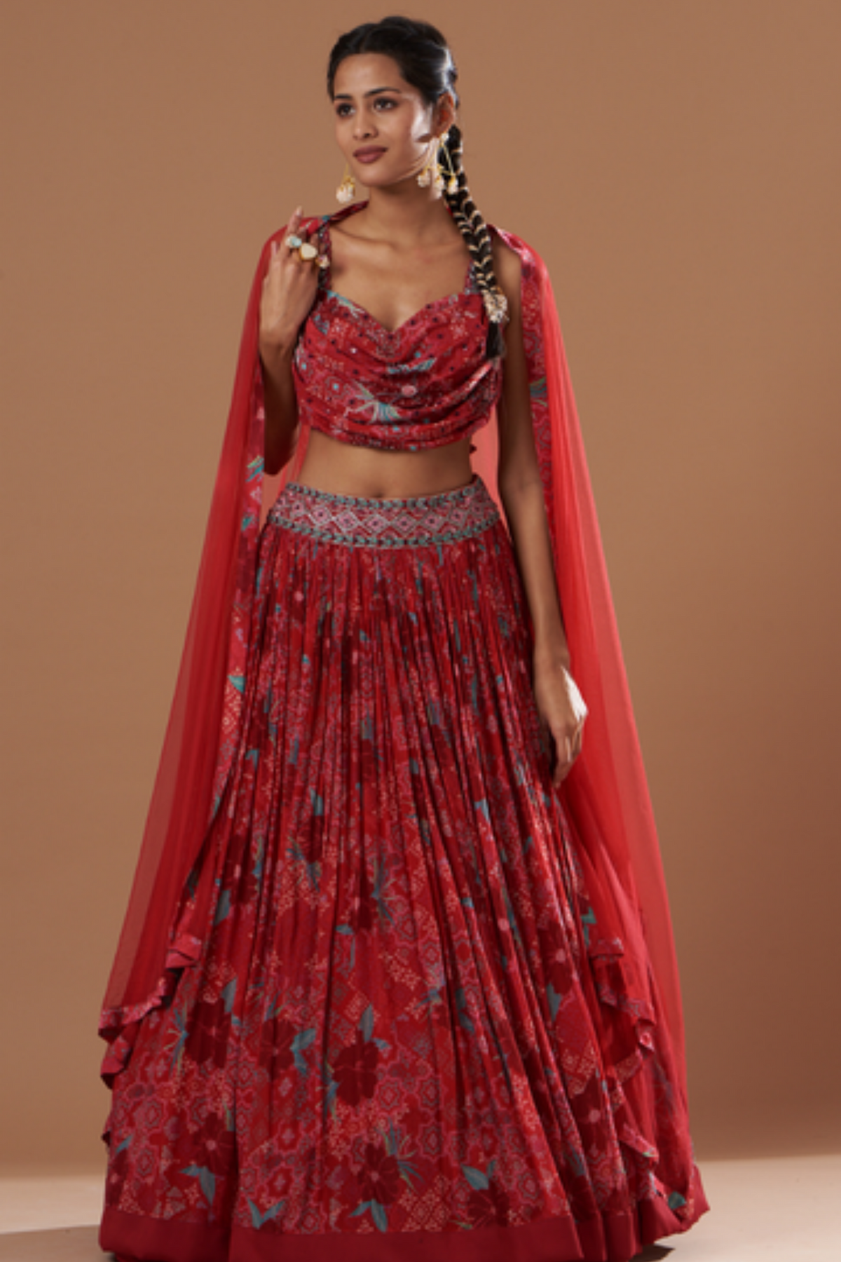 Begum Fuchsia Printed Lehenga Set