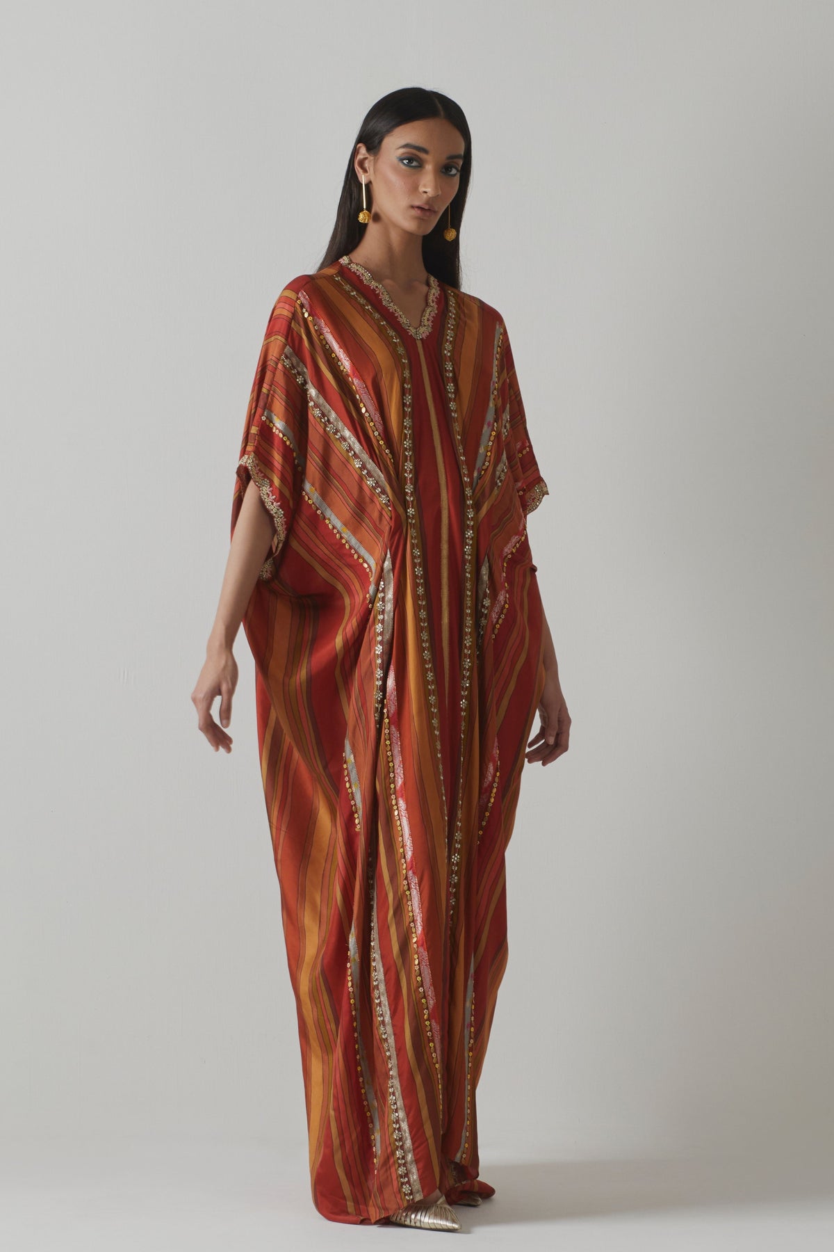 Orange Silk Kaftan