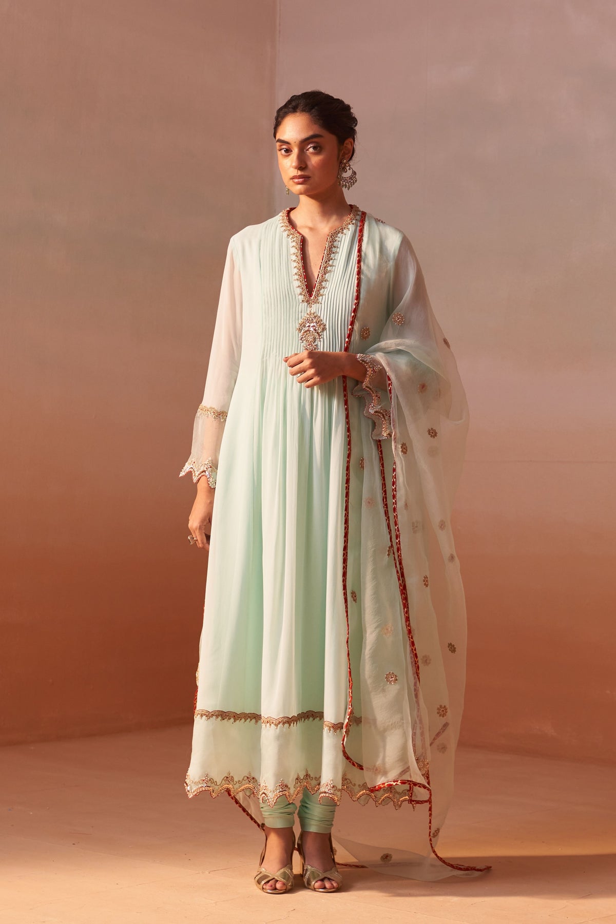 Aqua Green Anarkali Suit Set