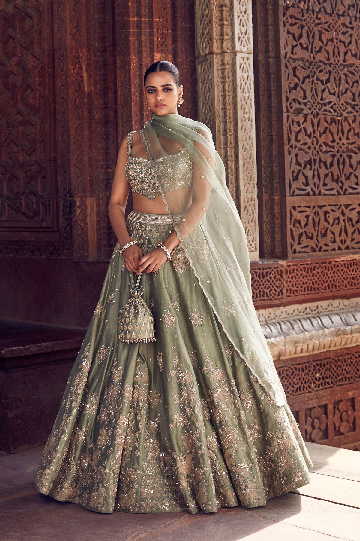 The Sona Patti Jade Bow Lehenga Set