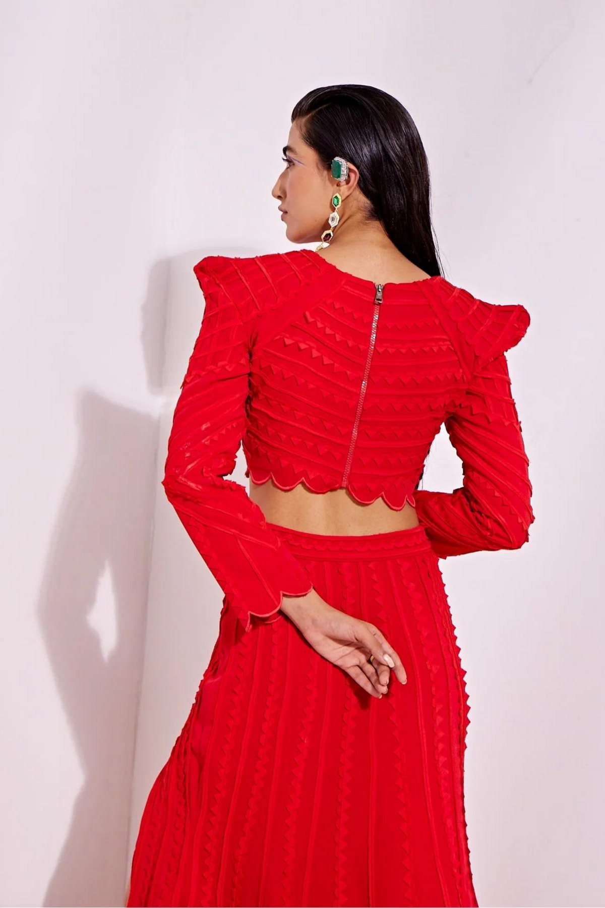 Sculpted Red Top and Skirt