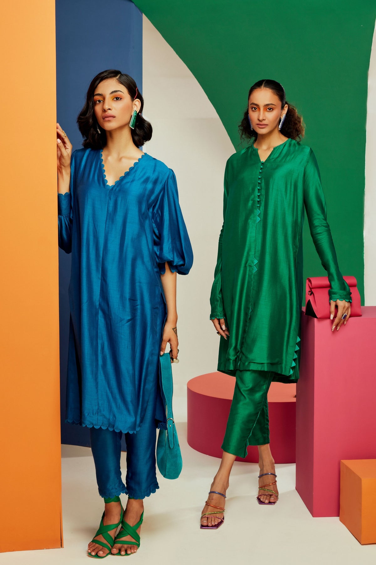 Dark Green Straight Kurta Set