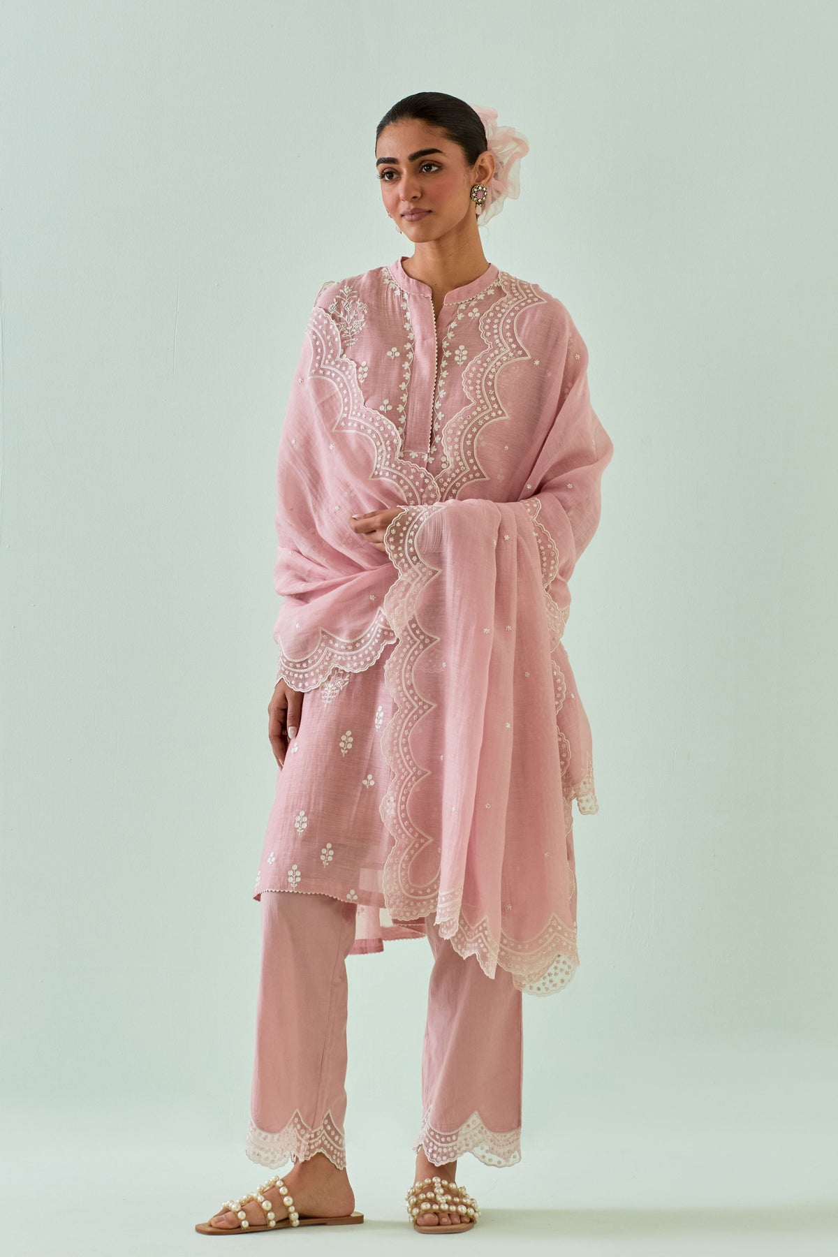 Pink Dori Embroidery Kurta Set