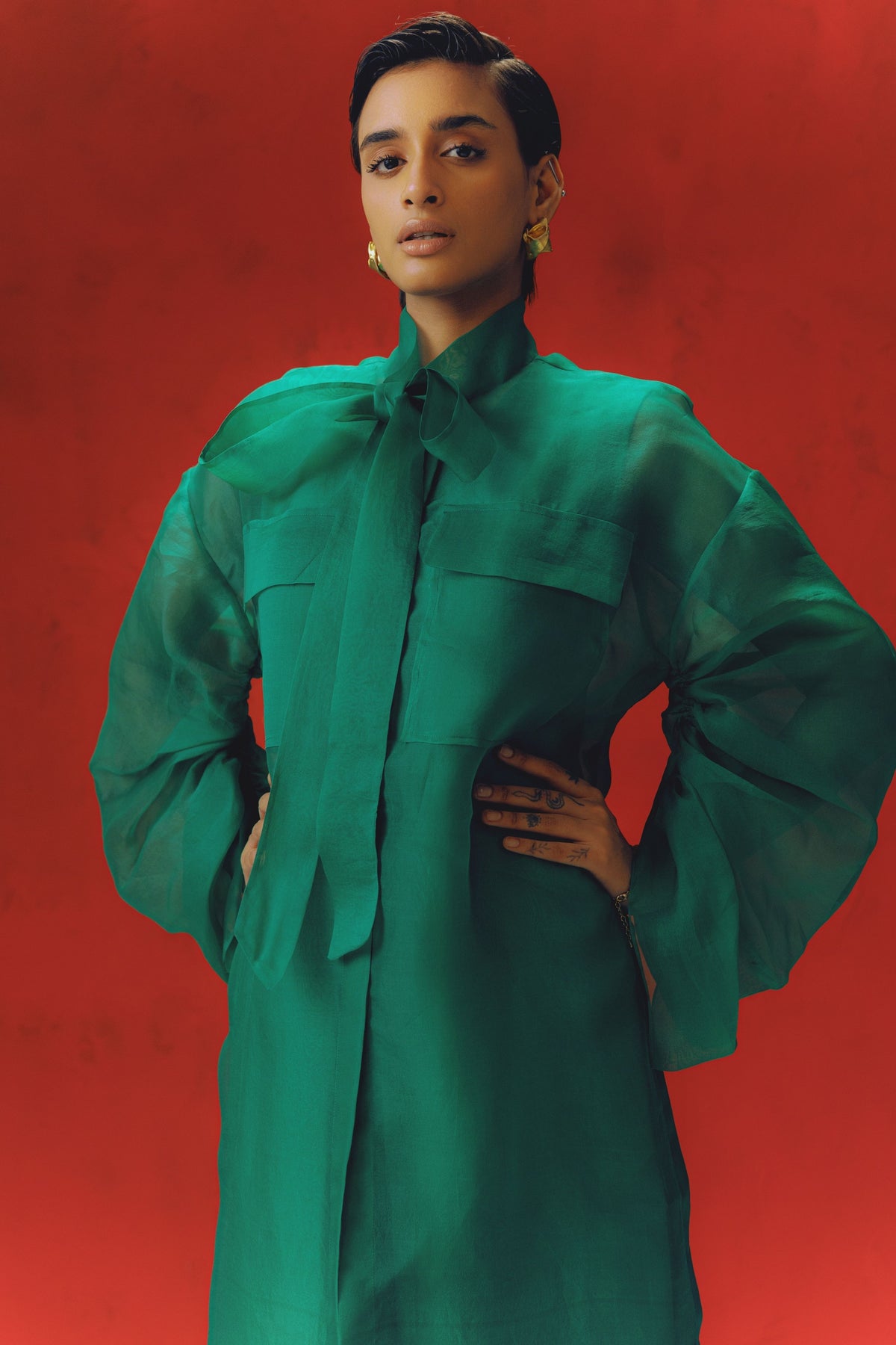 Green Palm Jacket With Jumpsuit