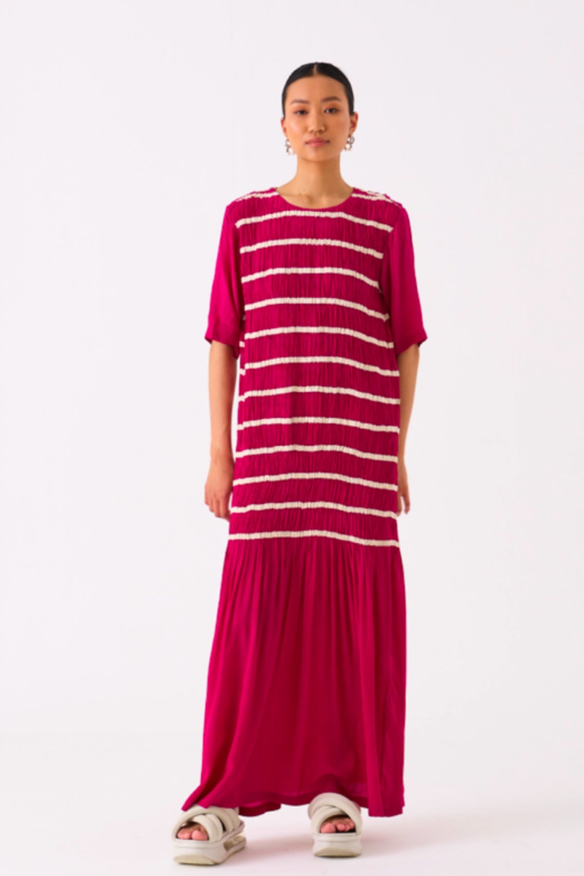 Shirring Fushia Dress