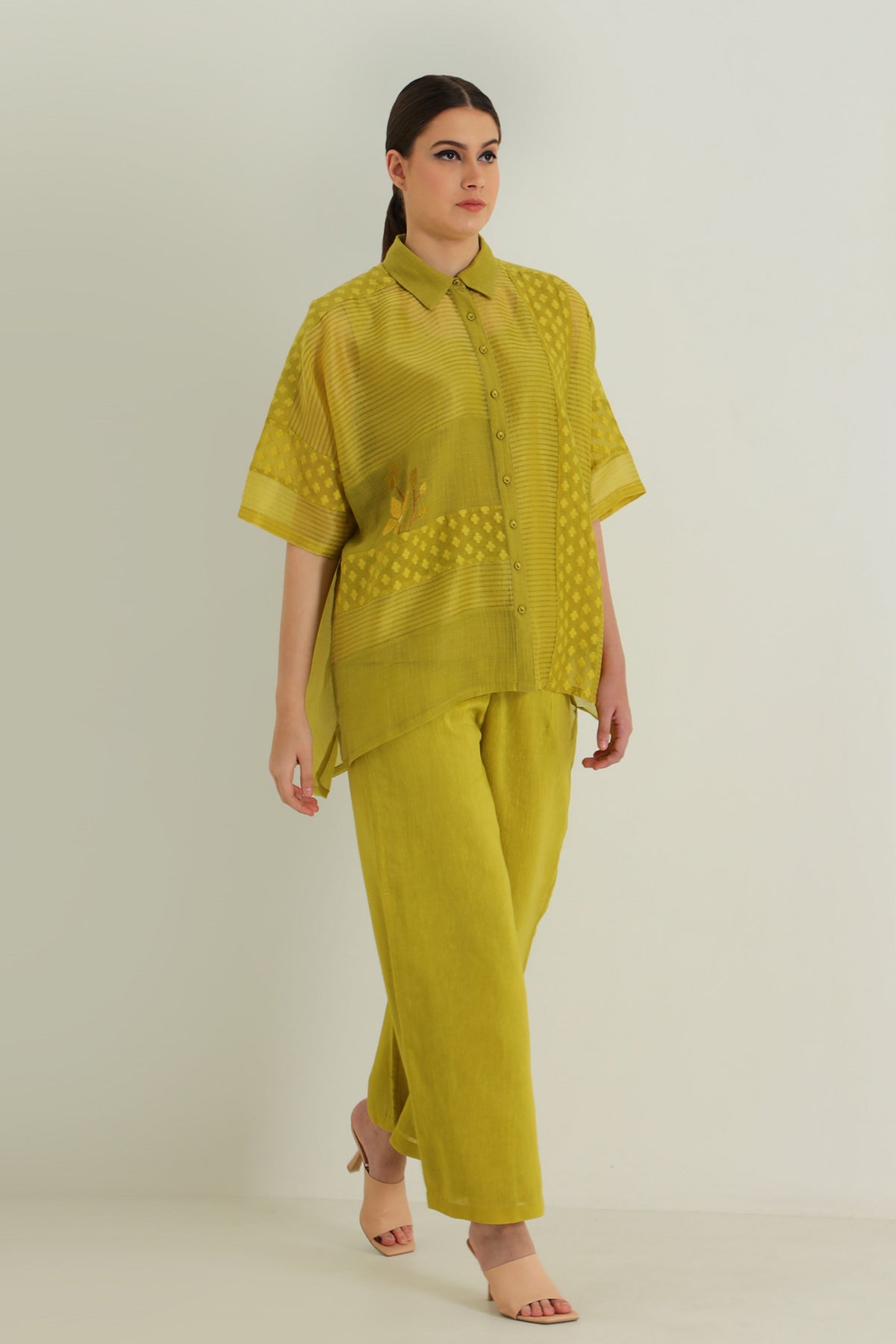 Chartreuse Shirt and Pant Set