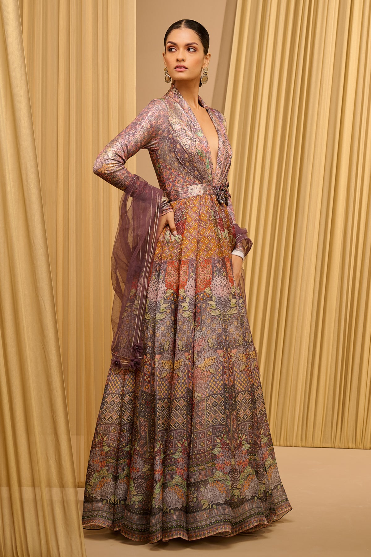 Foil Jersey Printed Anarkali Set