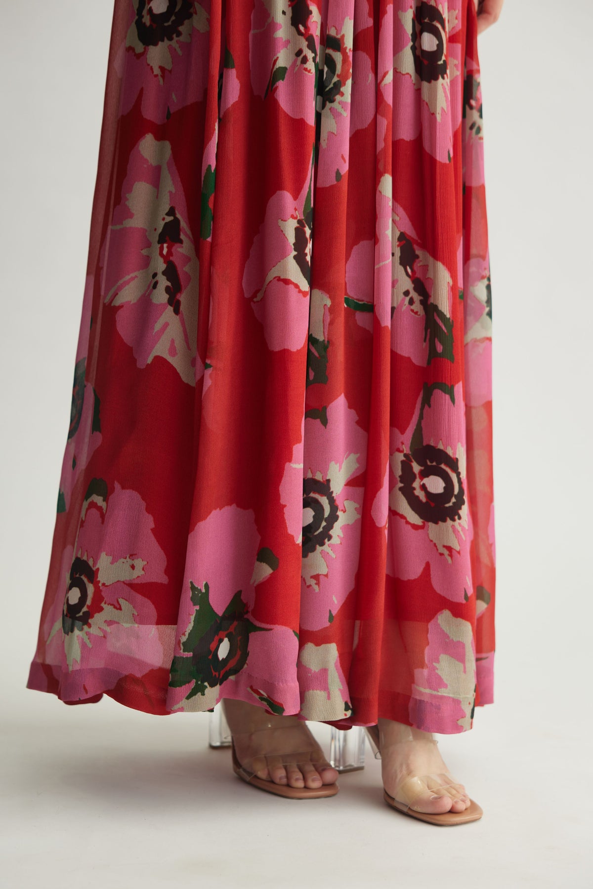 Red Floral Kaftan Dress