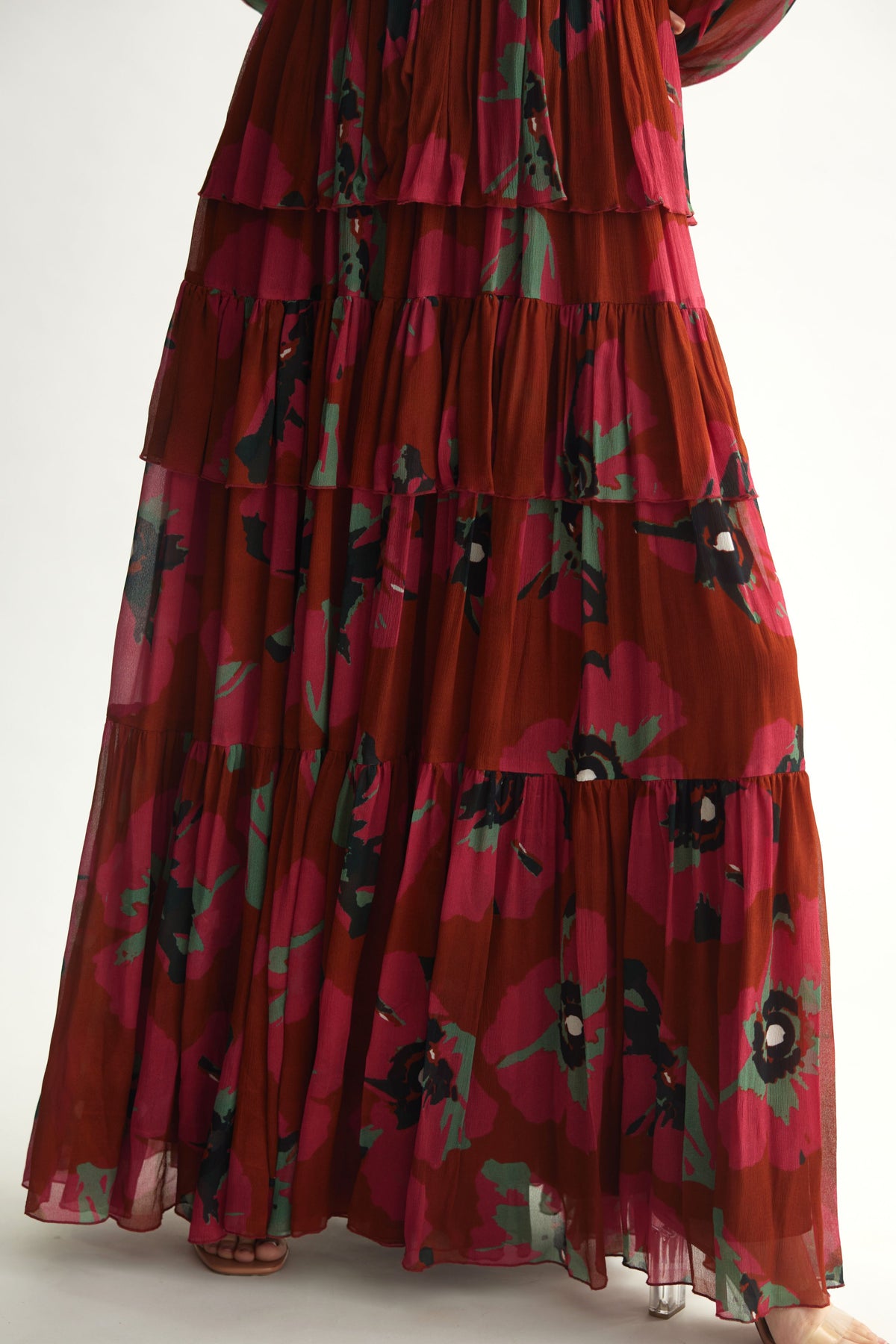 Red Floral Long Dress