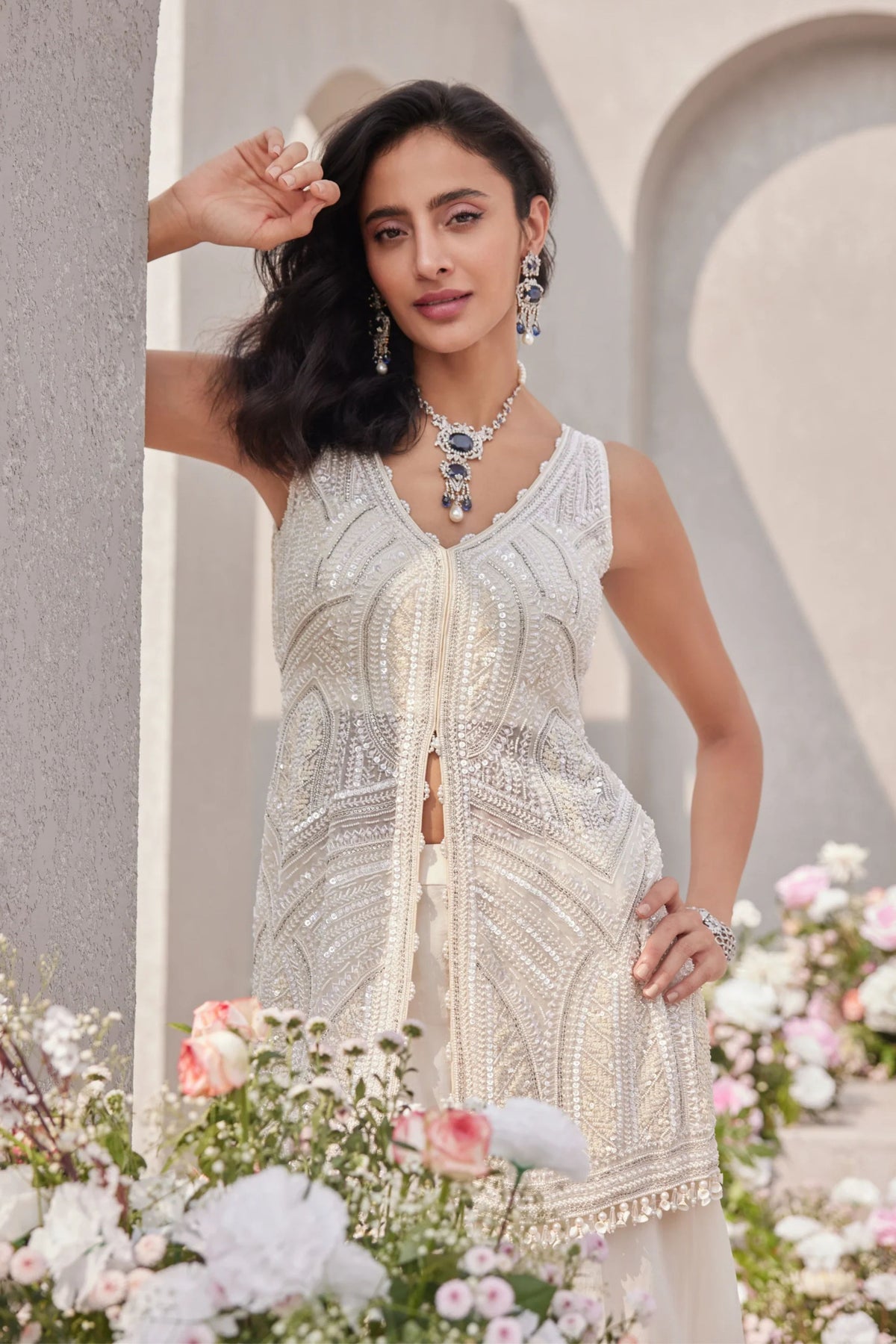 Blossom Ivory Kali Sharara Set