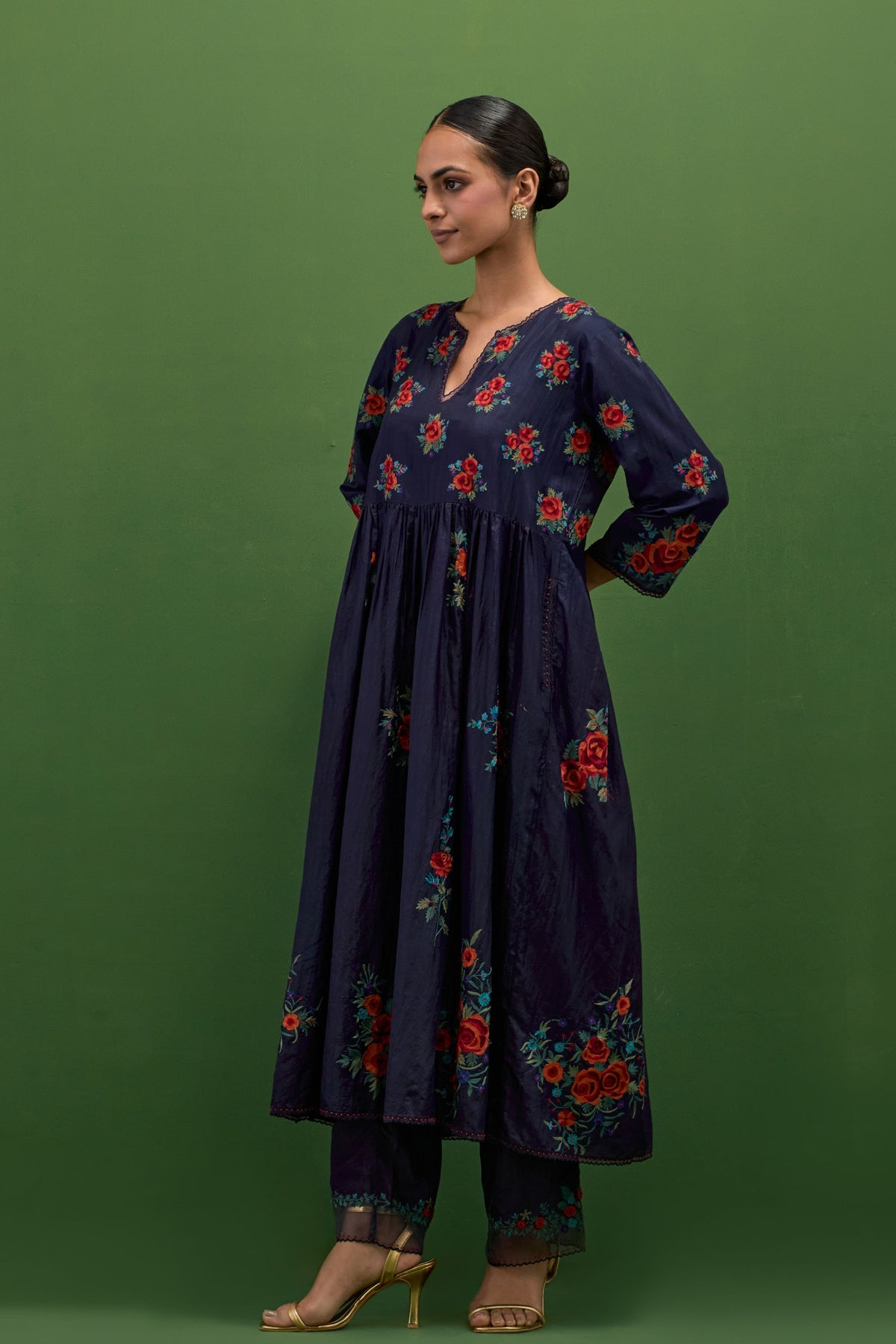 Midnight Blue Floral Kurta Set