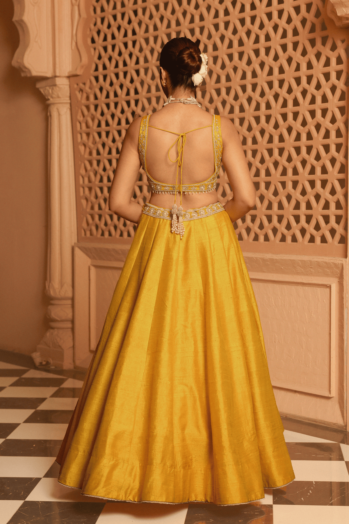 Mazhum Mustard Lehenga Set