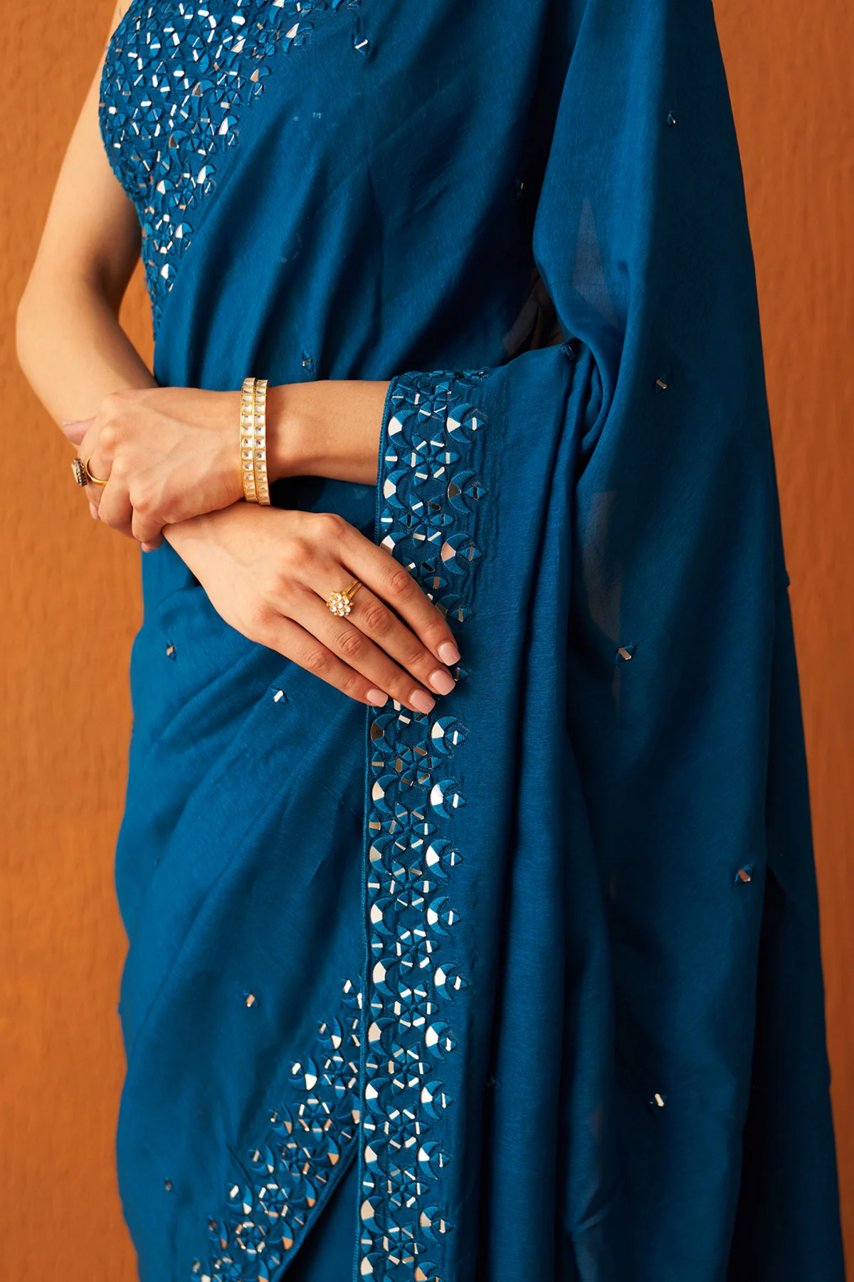 Peacock Blue Silk Saree