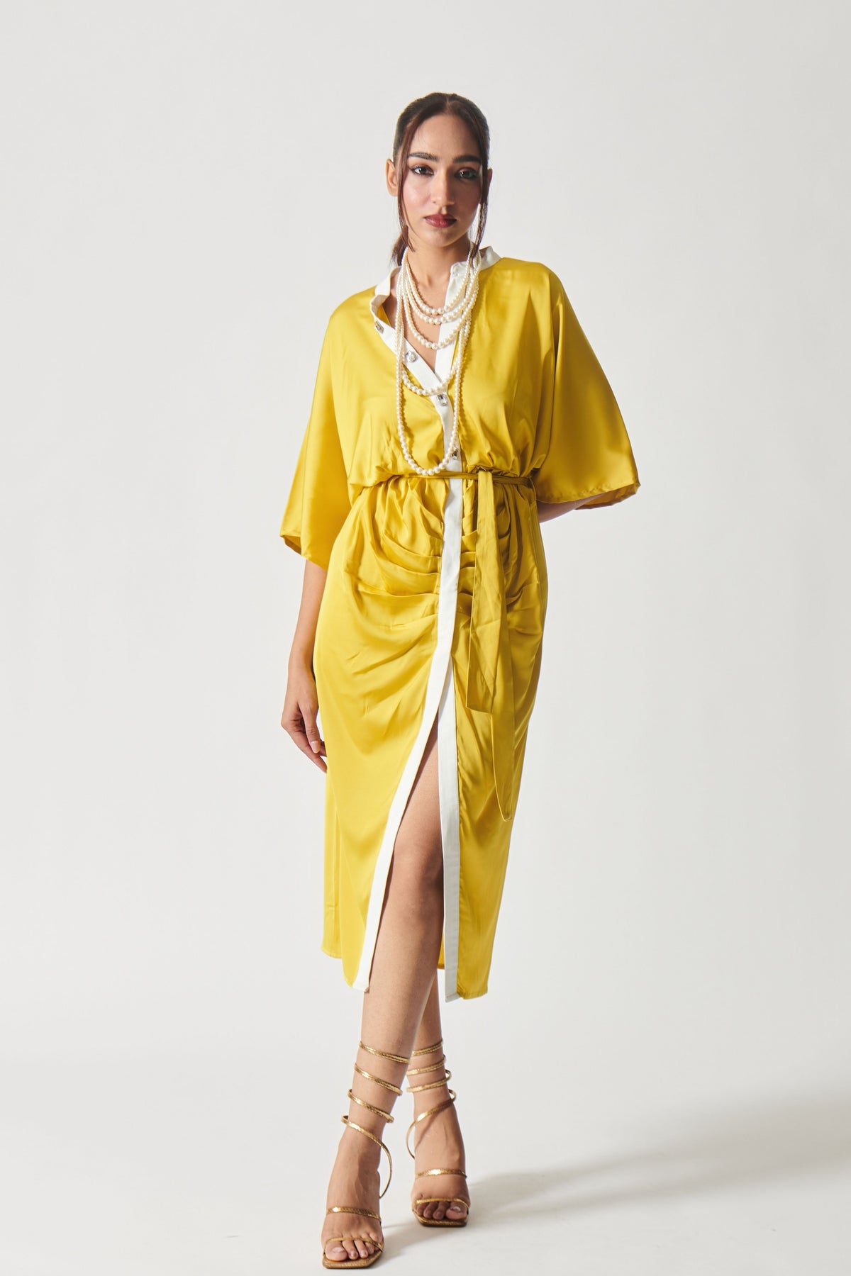 Dazzling Yellow Satin Maxi