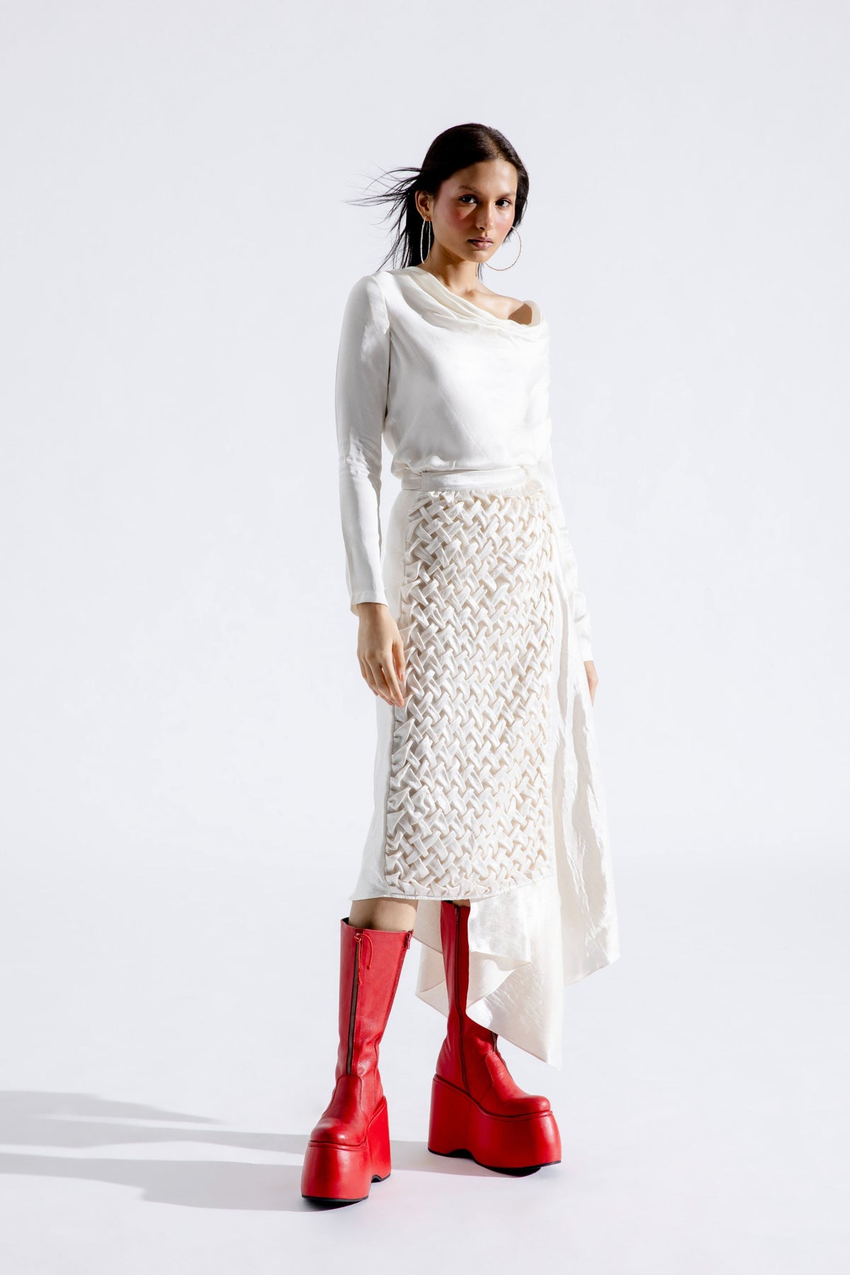 Cream Cocoon Wrap Skirt