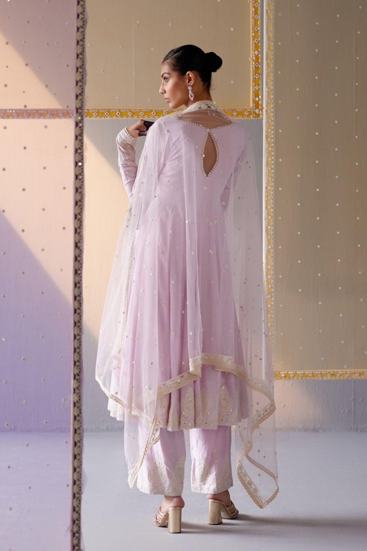 Lavender Tower Anarkali Set