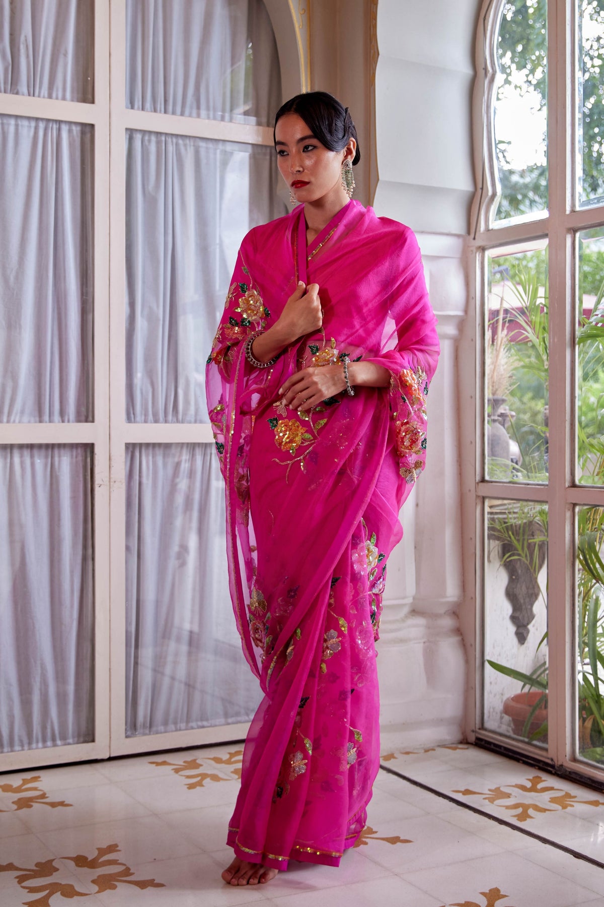 Raziya Hot Pink Saree