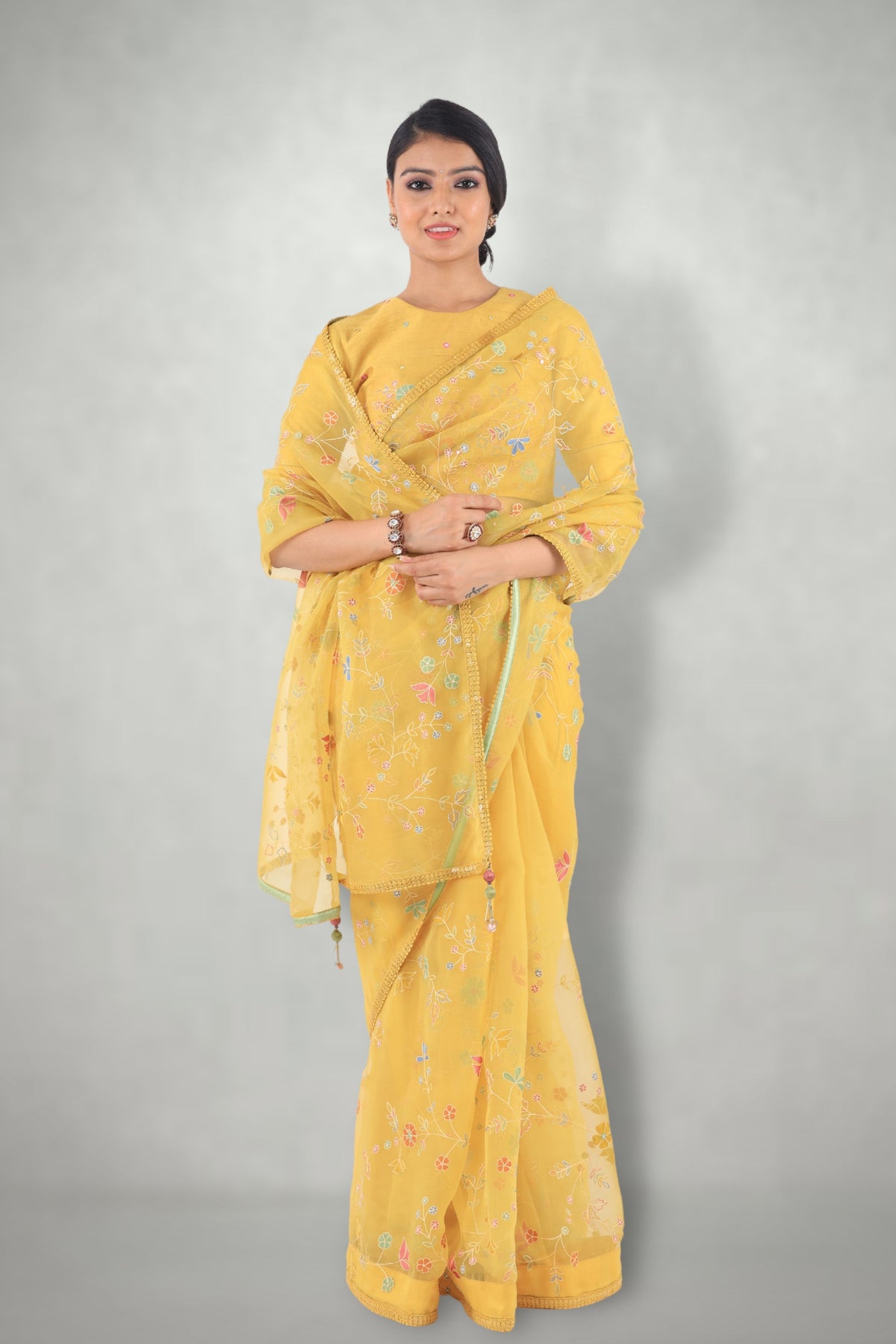 Mustard saree set