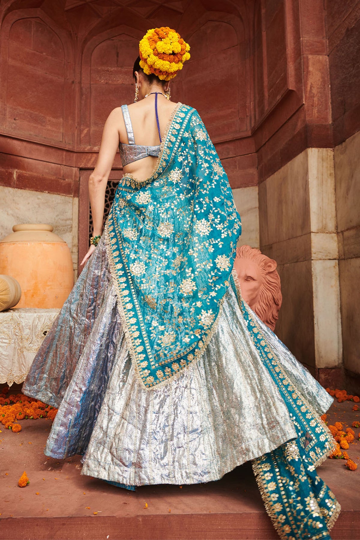 Aasmani Lampi Lehenga Set