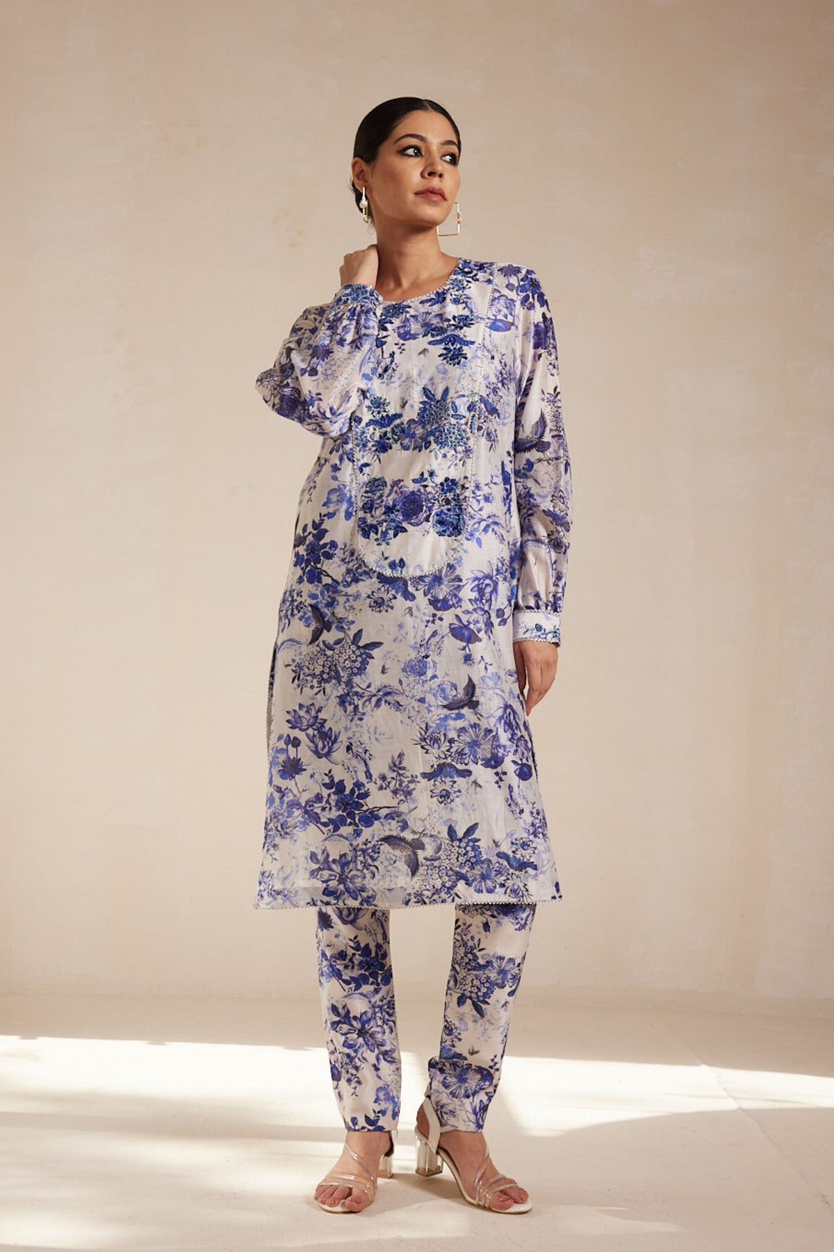 Blue Lace Finished Kurta Set