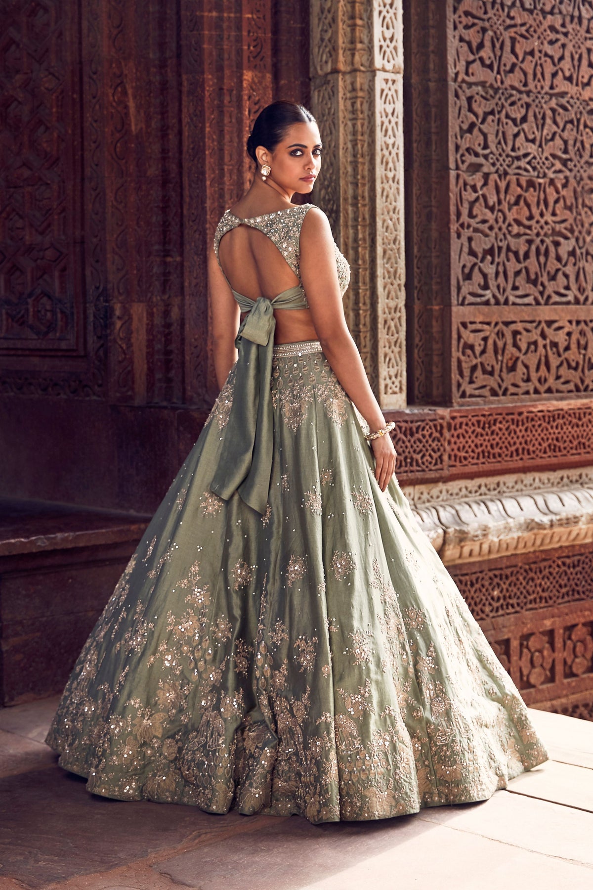 The Sona Patti Jade Bow Lehenga Set