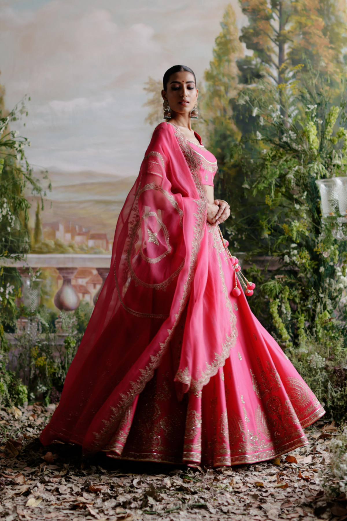 Pink Chanderi Lehenga Set