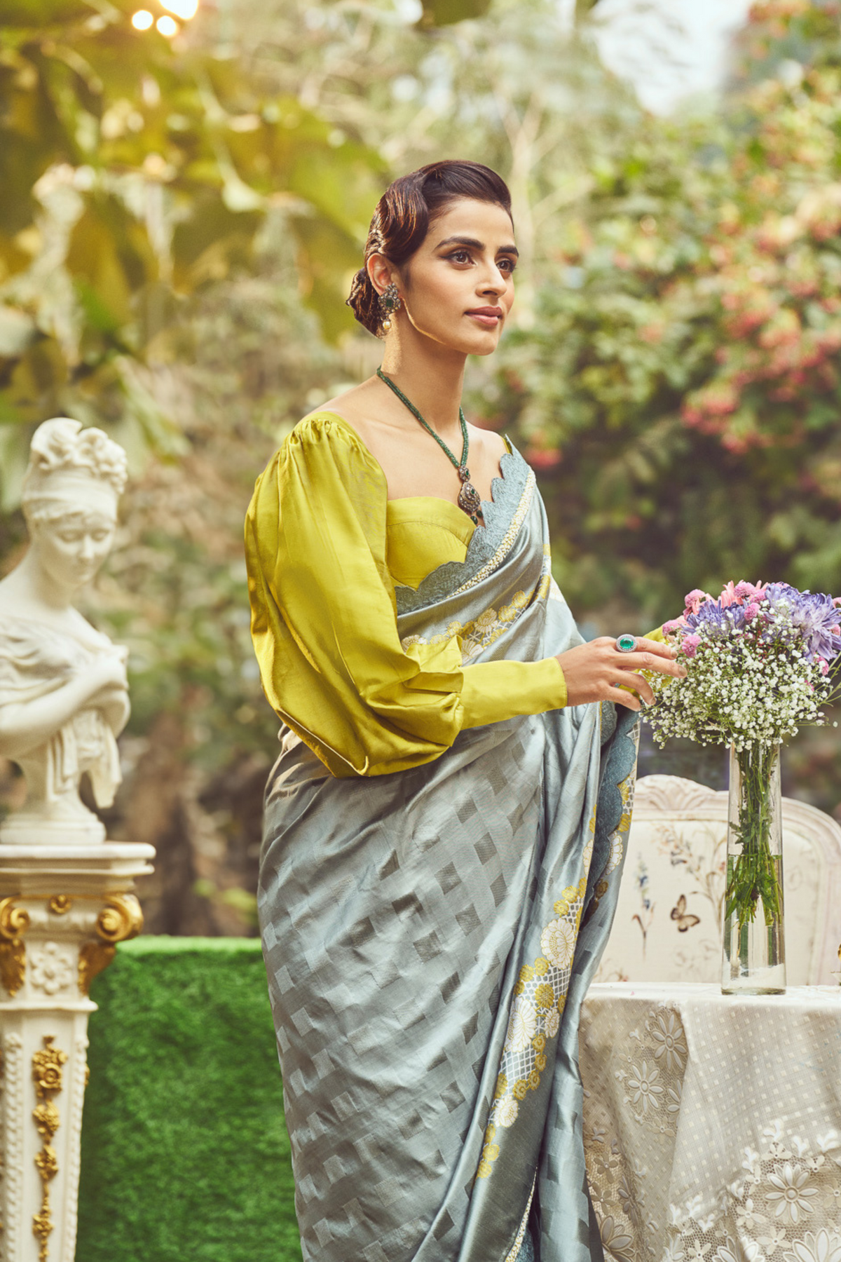 Sage Green Meenakari Zari Handloom Sari