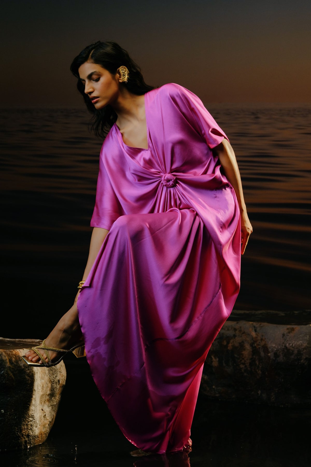 Alora Solid Purple Kaftan