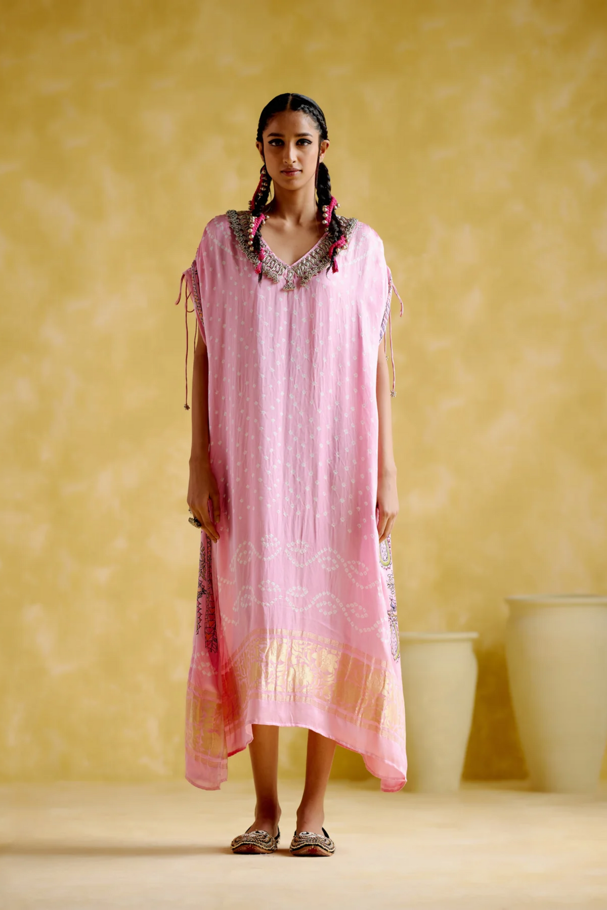 Anuradha Kalamkari Pink Kaftan