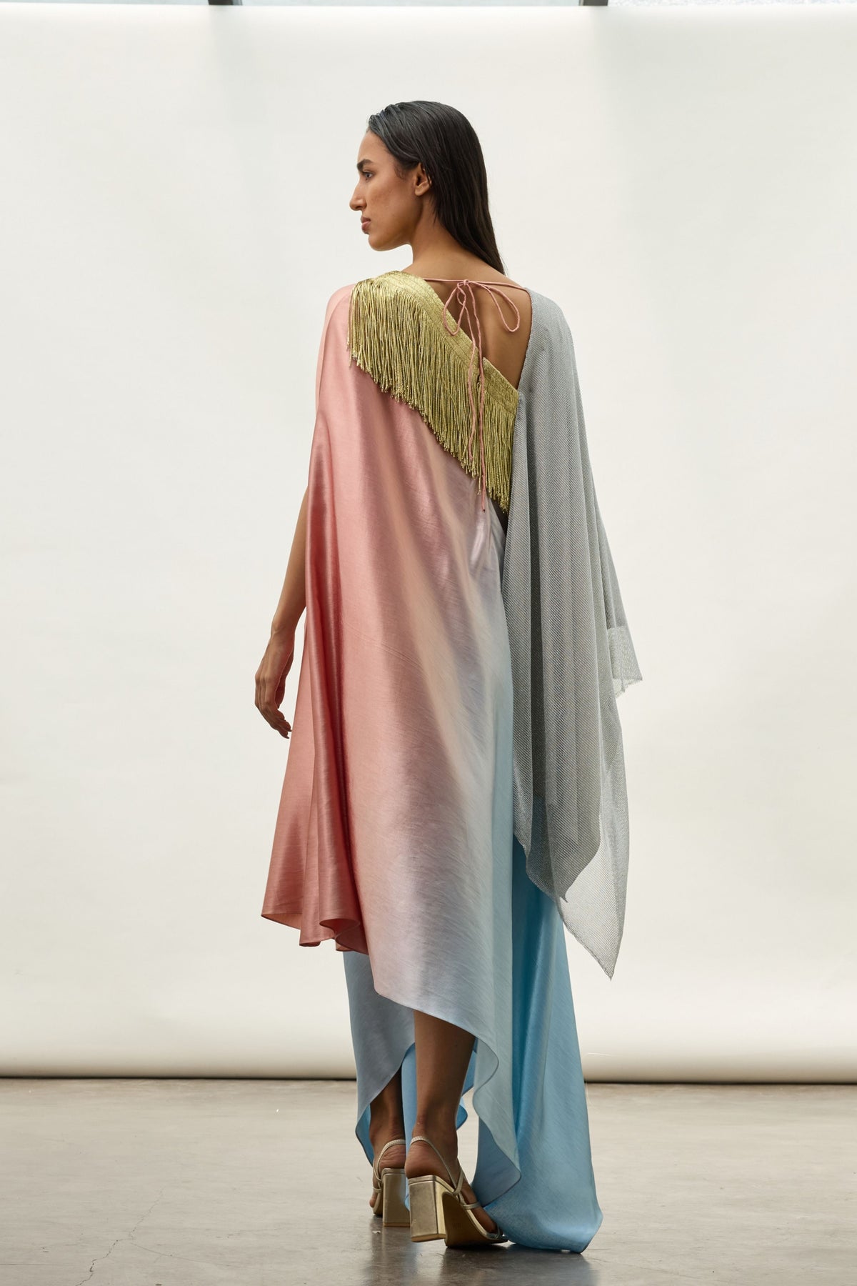 Metallic Mesh Asymmetric Kaftan