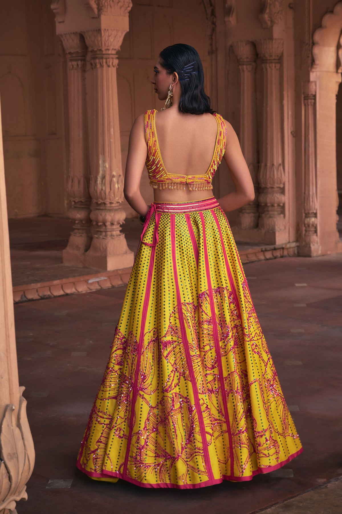 Fuchsia Embroidered Lehenga Set