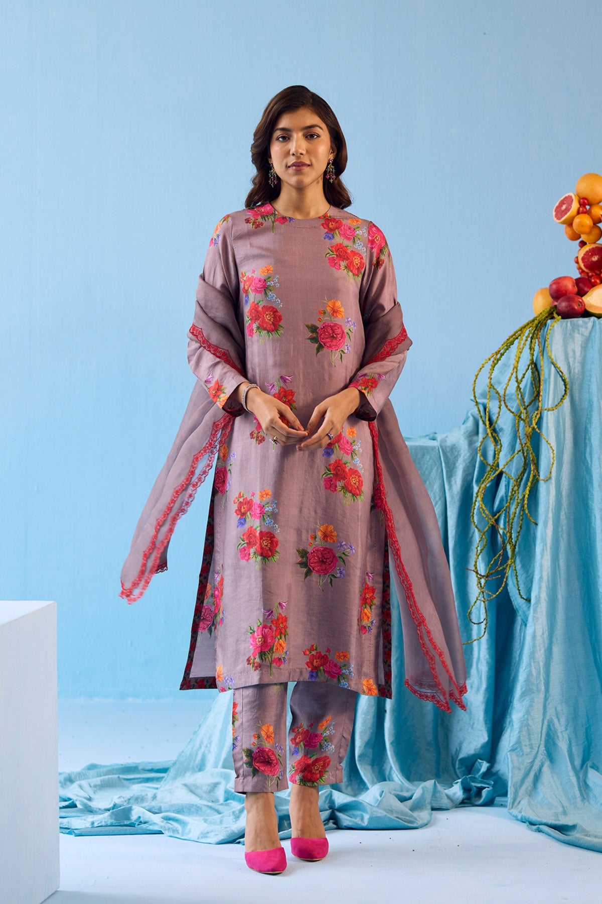 Enchanted Bloom Slate Kurta Set