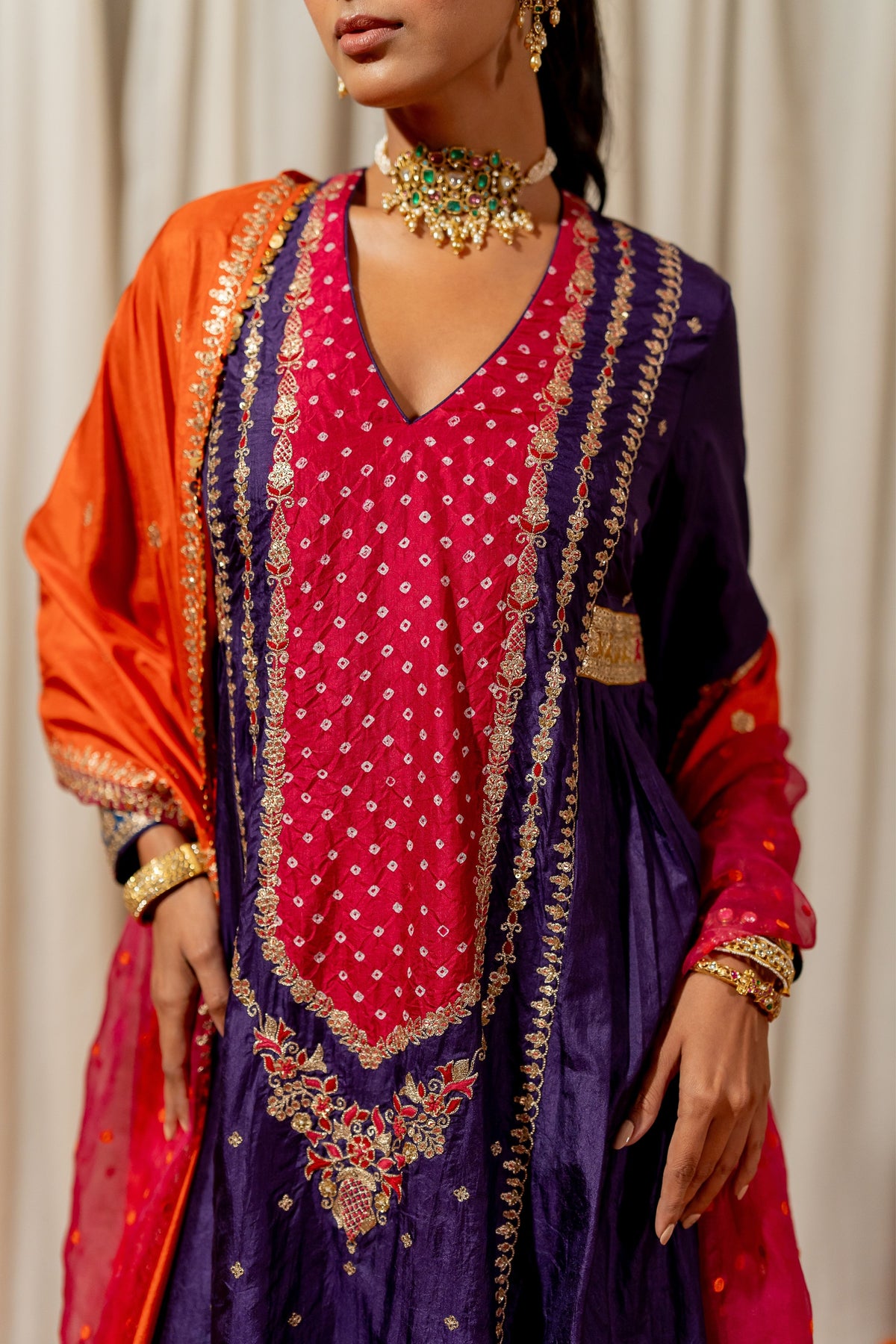 Neelmani Orange Pink Dupatta