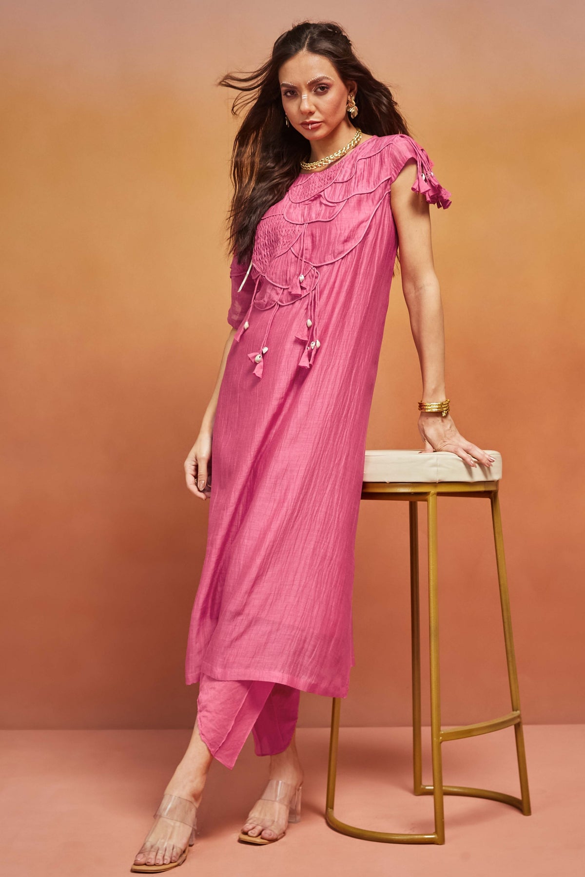 Hand-cut Work Long Kurta Set