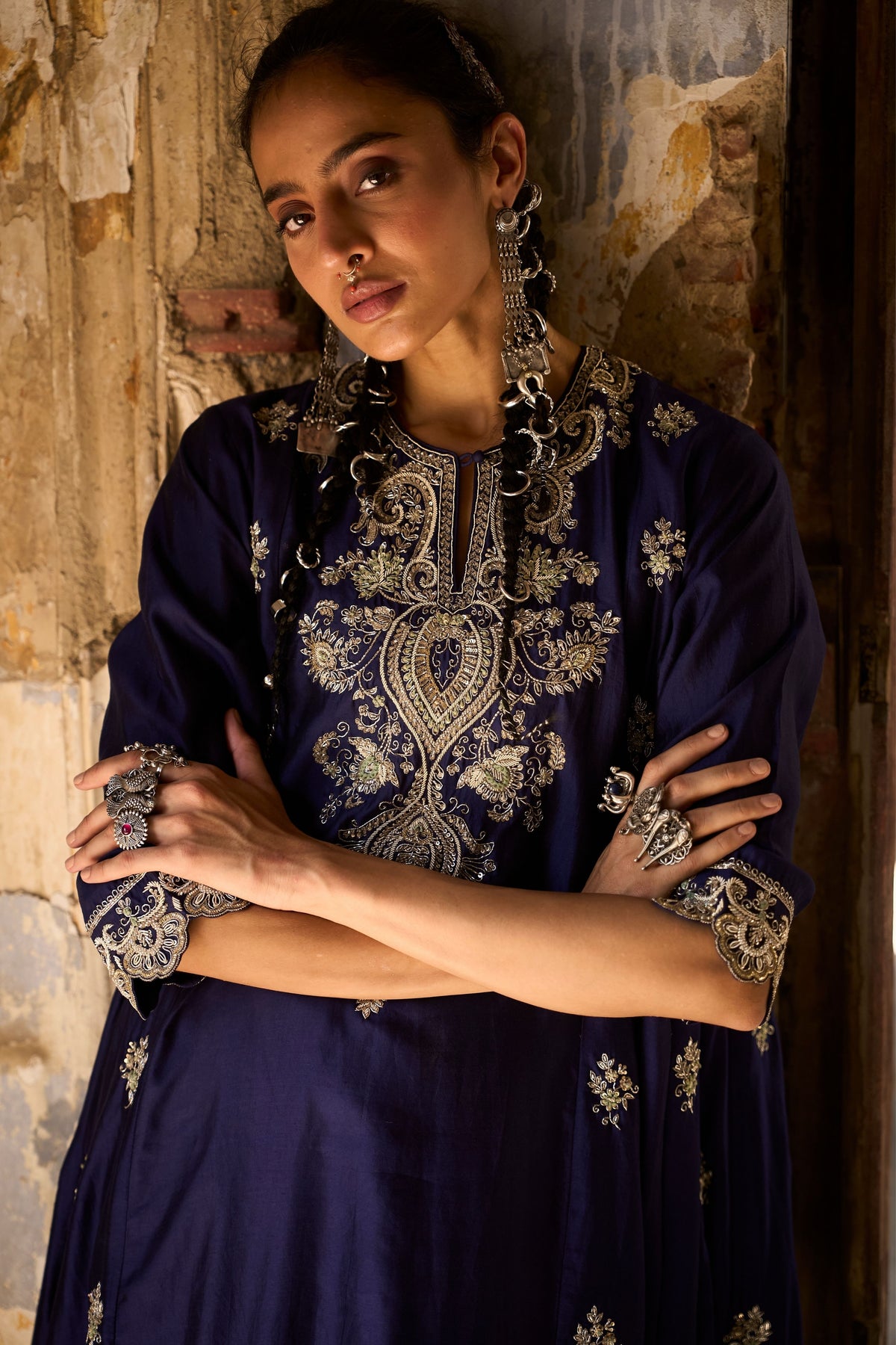 Embroidered Purple Kurta Set