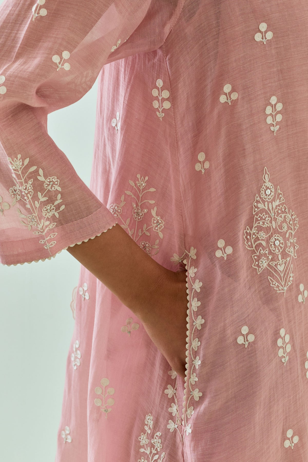 Pink Dori Embroidery Kurta Set