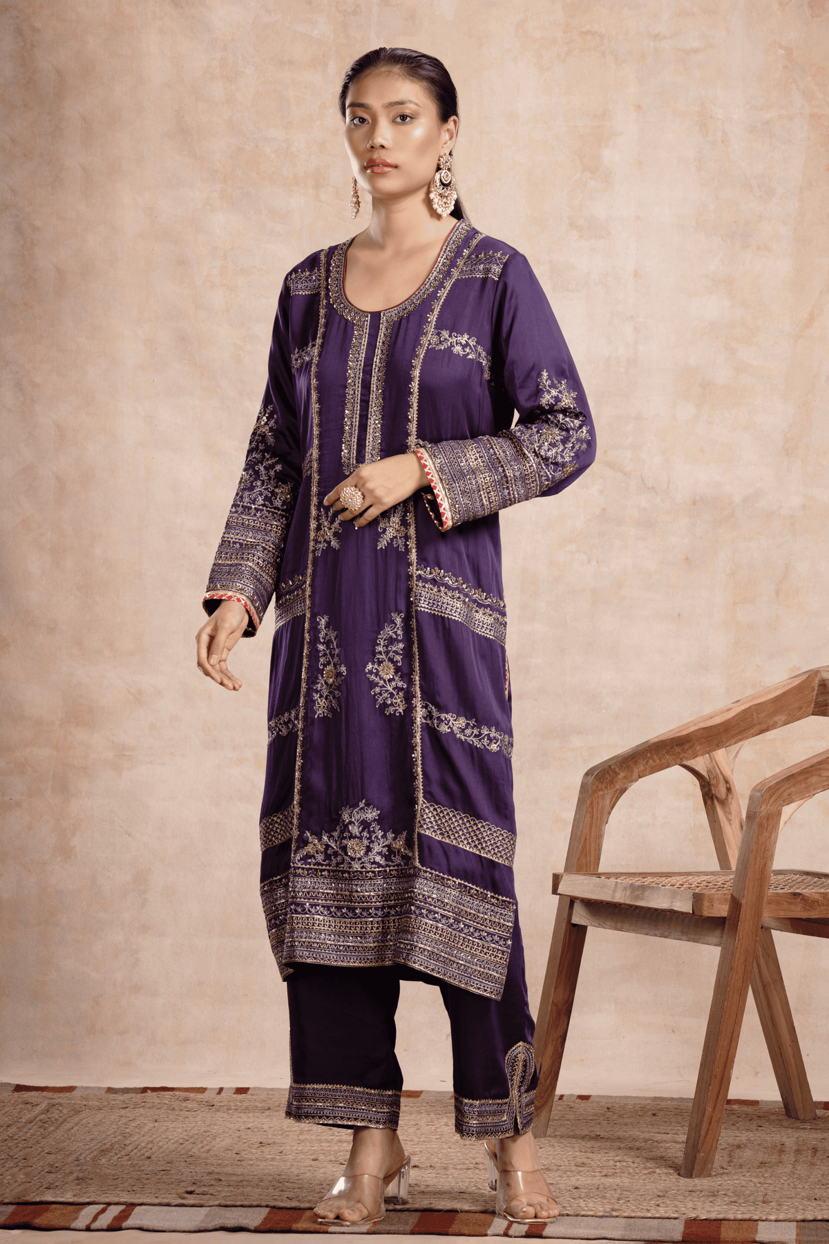 Fiza Aari Kurta Set Jamuni