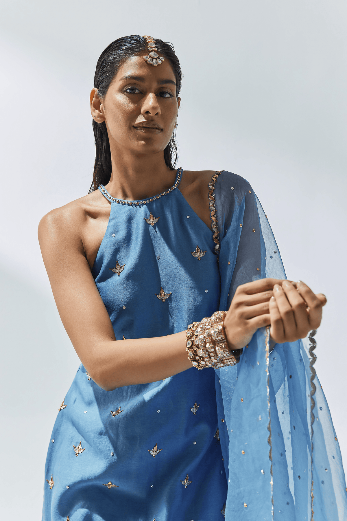 Cerulean Blue Embroidered Kurta Set