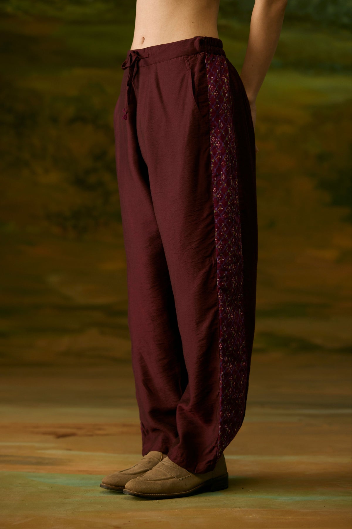 Crimson Paneled Pants