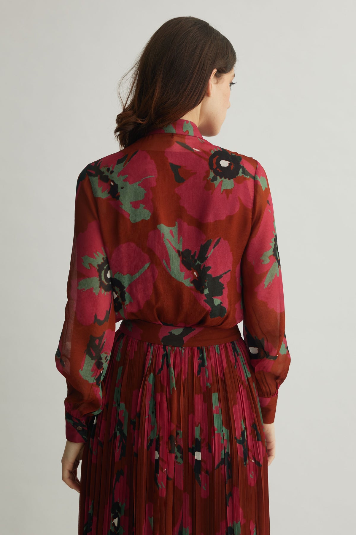 Red Floral Frill Top