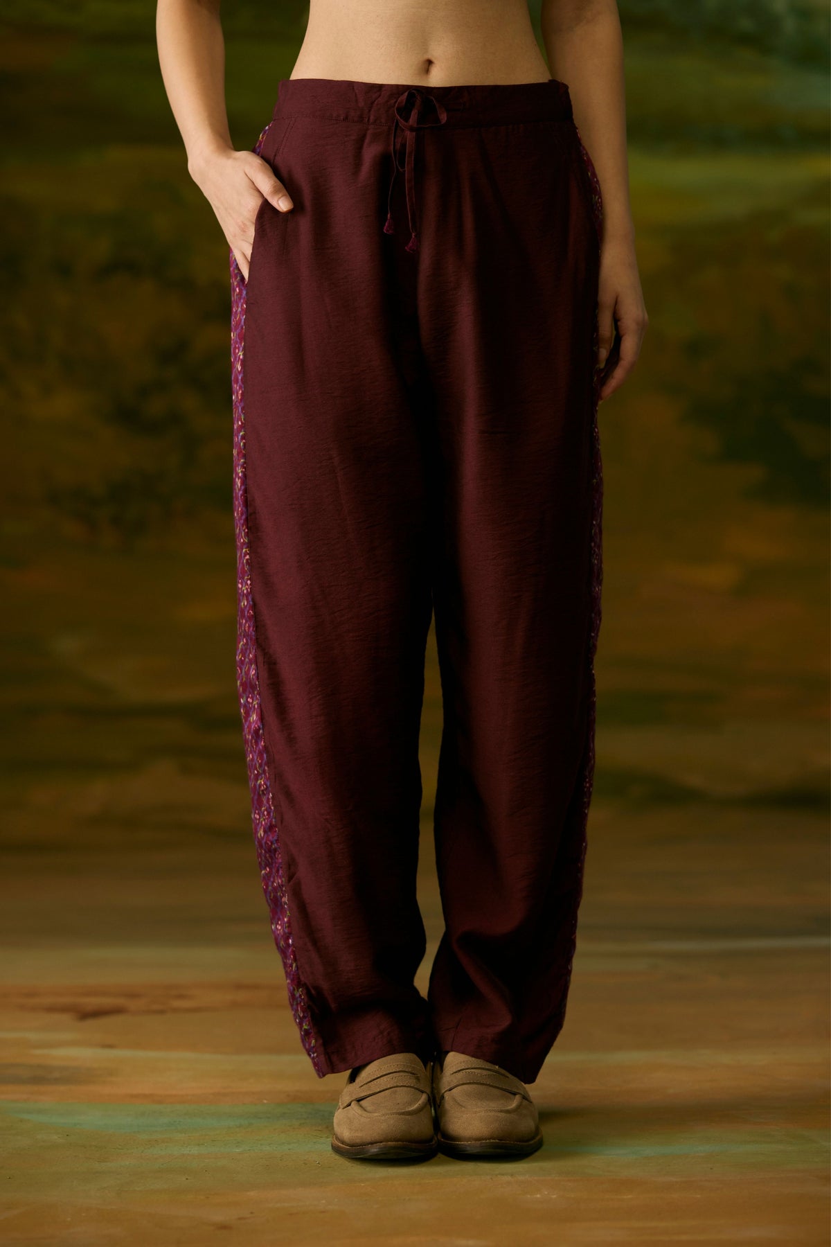 Crimson Paneled Pants